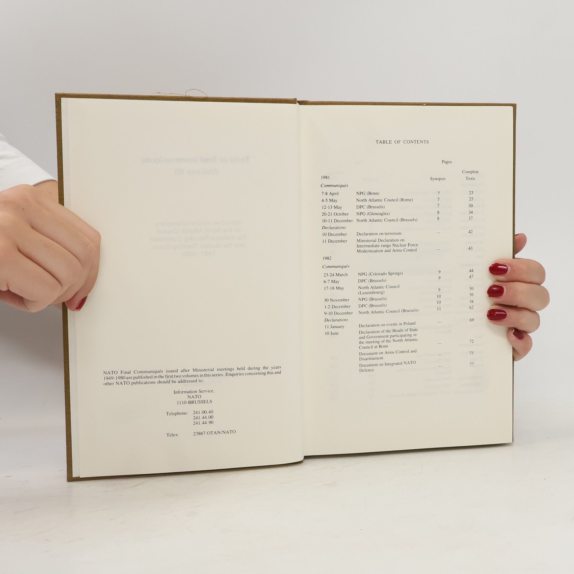 Various authors Nato: Final Communiques III. 1981-1985