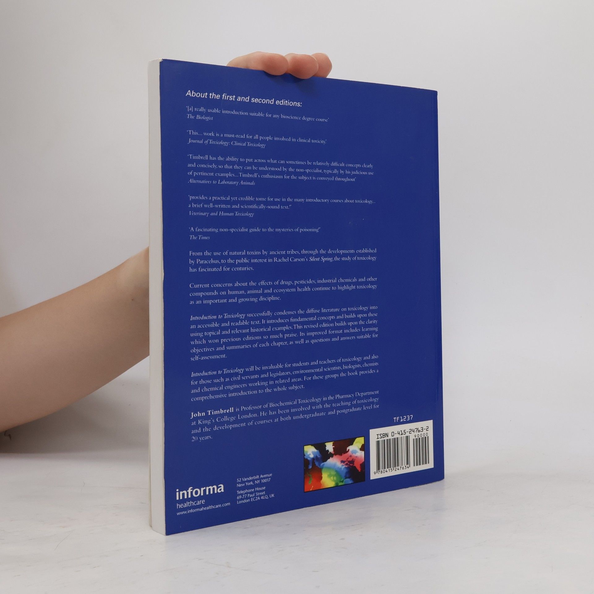 John A Timbrell Introduction to Toxicology - Third Edition