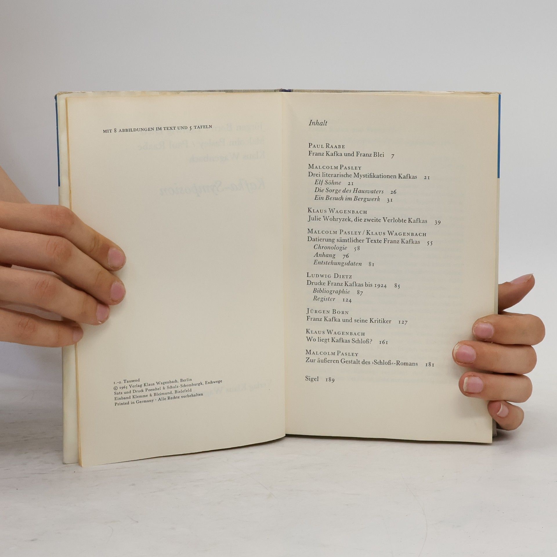 Franz Kafka Ein Symposion - Datierung Funde Materialie