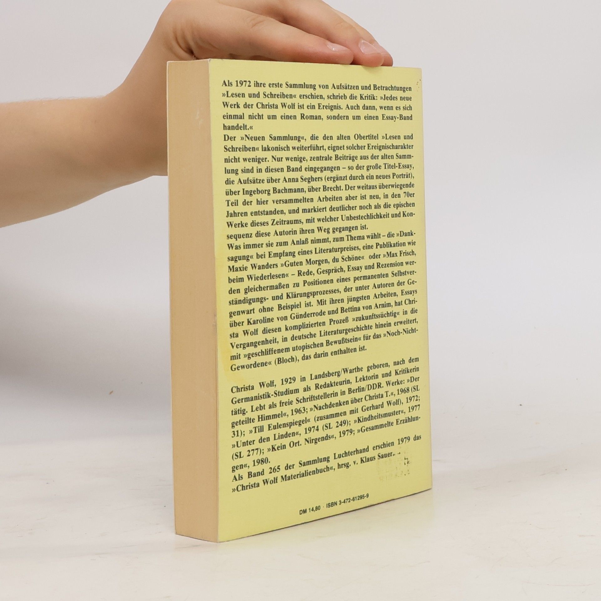 Christa Wolf Lesen und Schreiben, neue Sammlung