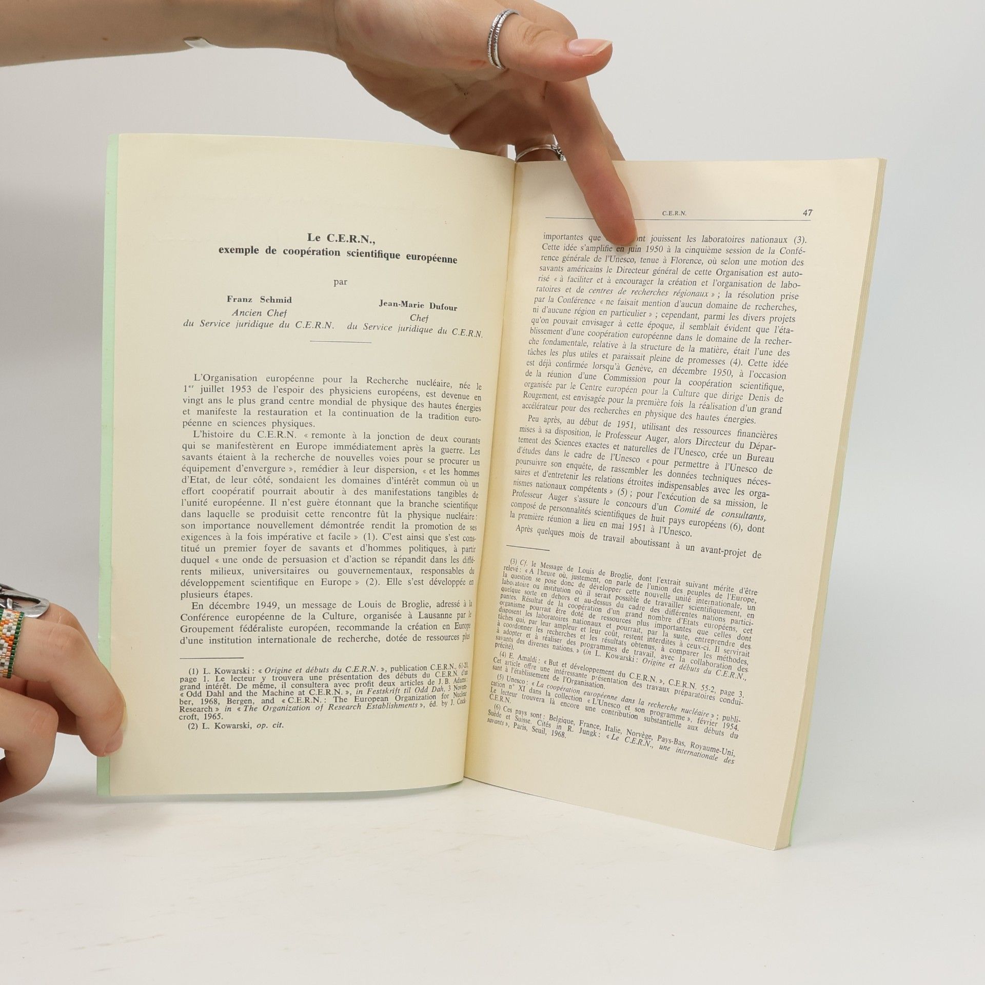 Franz Schmid Le C.E.R.N., exemple de coopération scientifique européenne