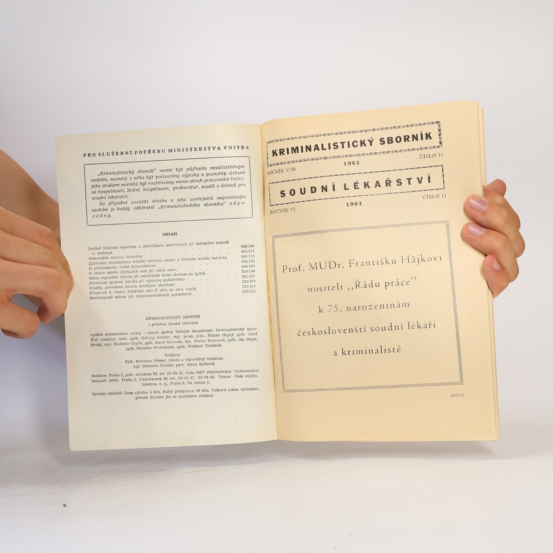Kolektív autorov Kriminalistický sborník 1-11/1961