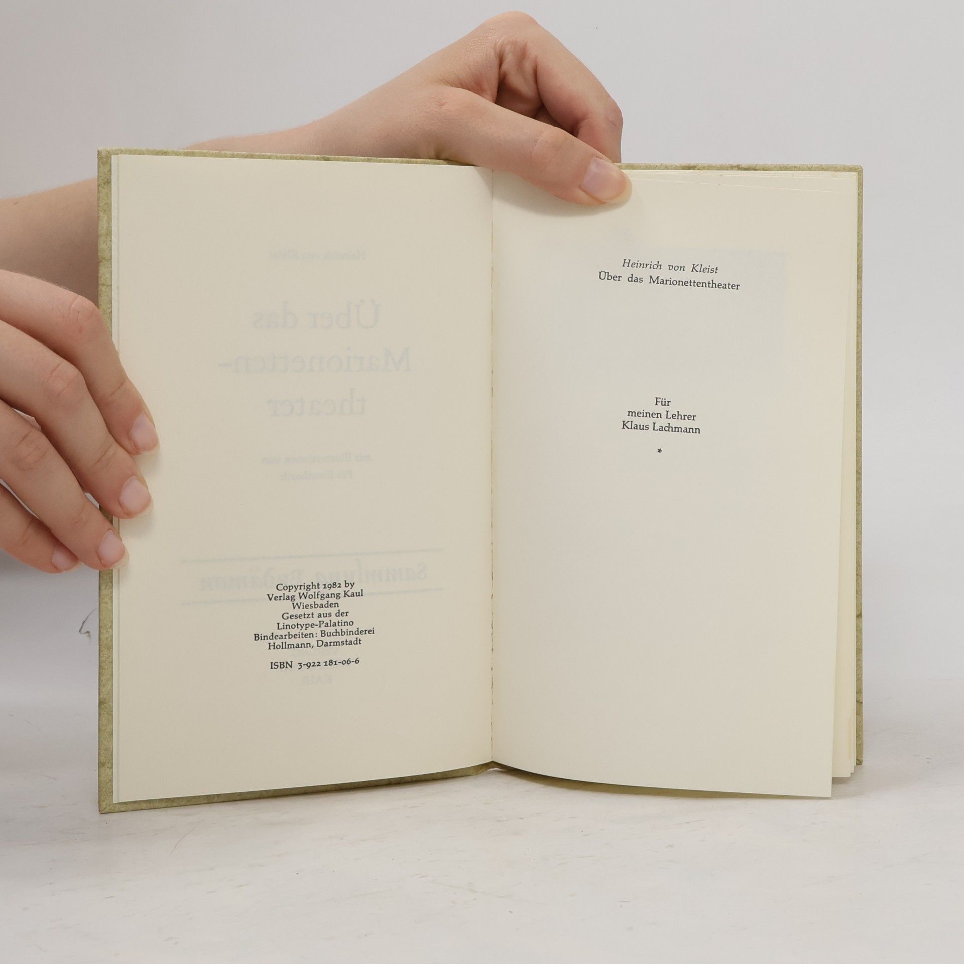 Heinrich von Kleist Sammlung Eudämon - 1: Über das Marionettentheater