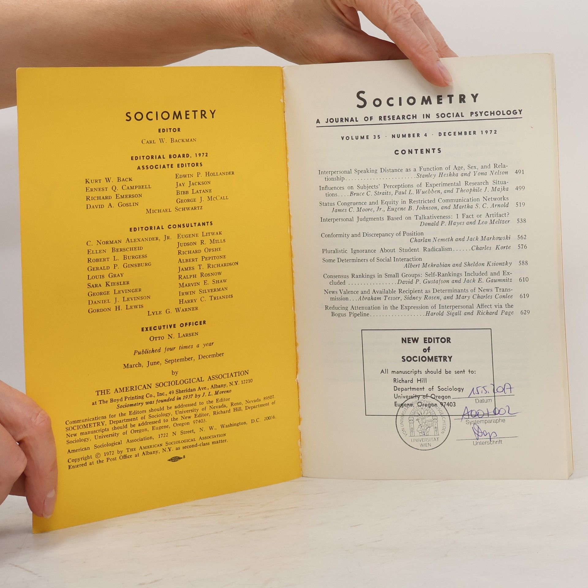 Various authors Sociometry 35