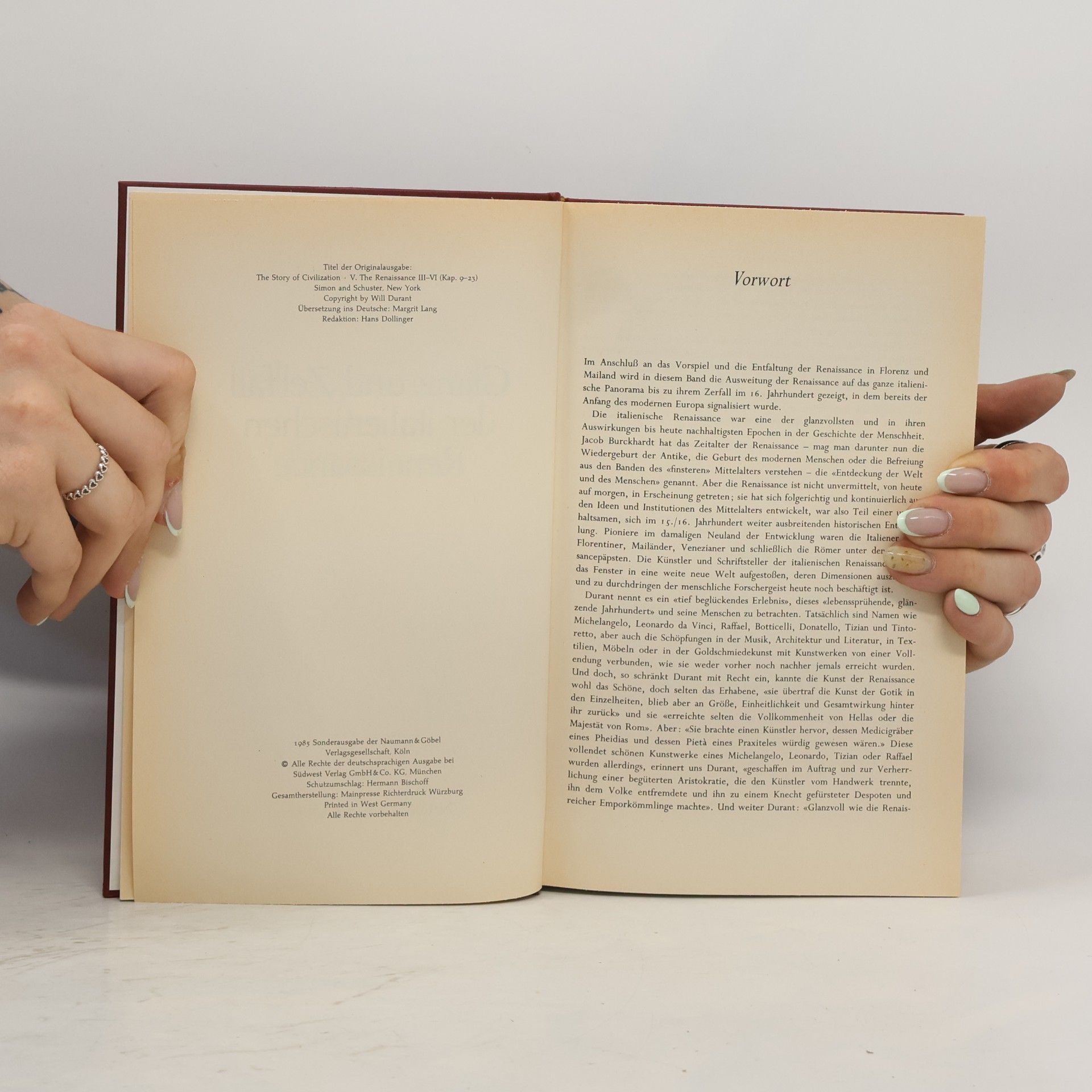 Will Durant Kulturgeschichte der Menschheit 8. Glanz und Zerfall der italienischen Renaissance