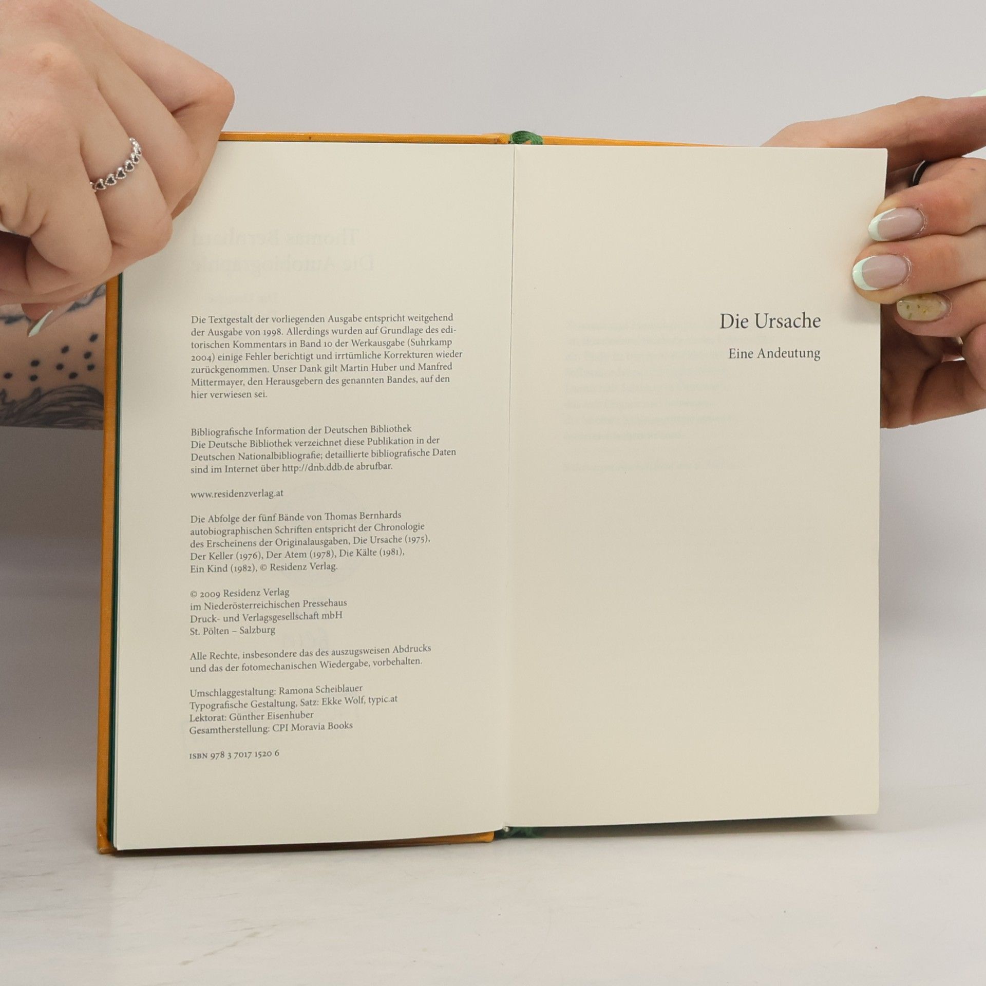 Thomas Bernhard Die Autobiographie, Die Ursache / Der Keller / Der Atem / Die Kälte / Das Kind