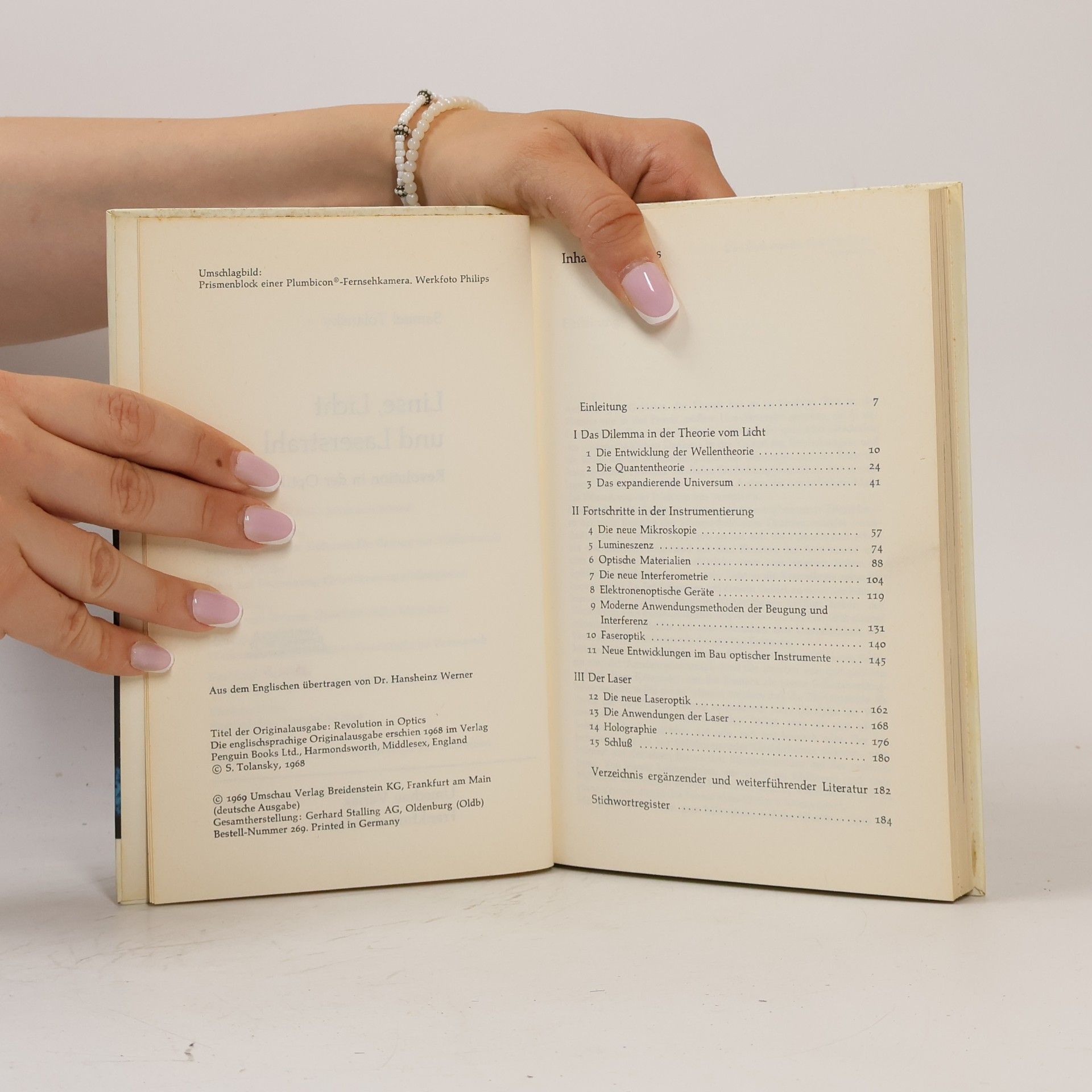 S. Tolansky Linse, Licht und Laserstrahl
