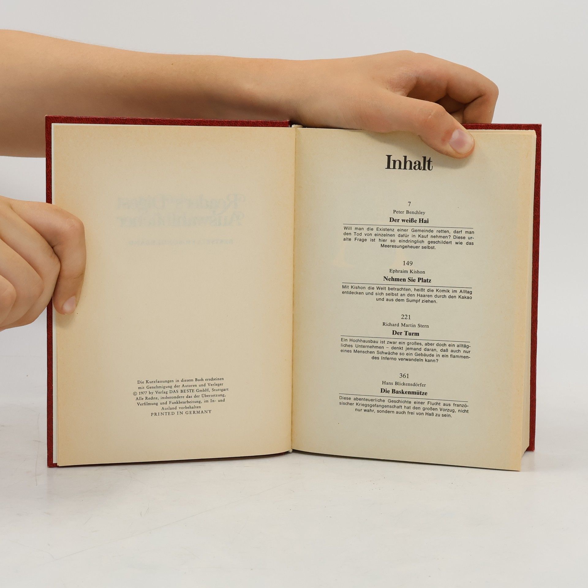 Peter Benchley Reader's Digest Auswahlbücher. Der weiße Hai. Nehmen sie Platz. Der Turm. Die Baskenmütze