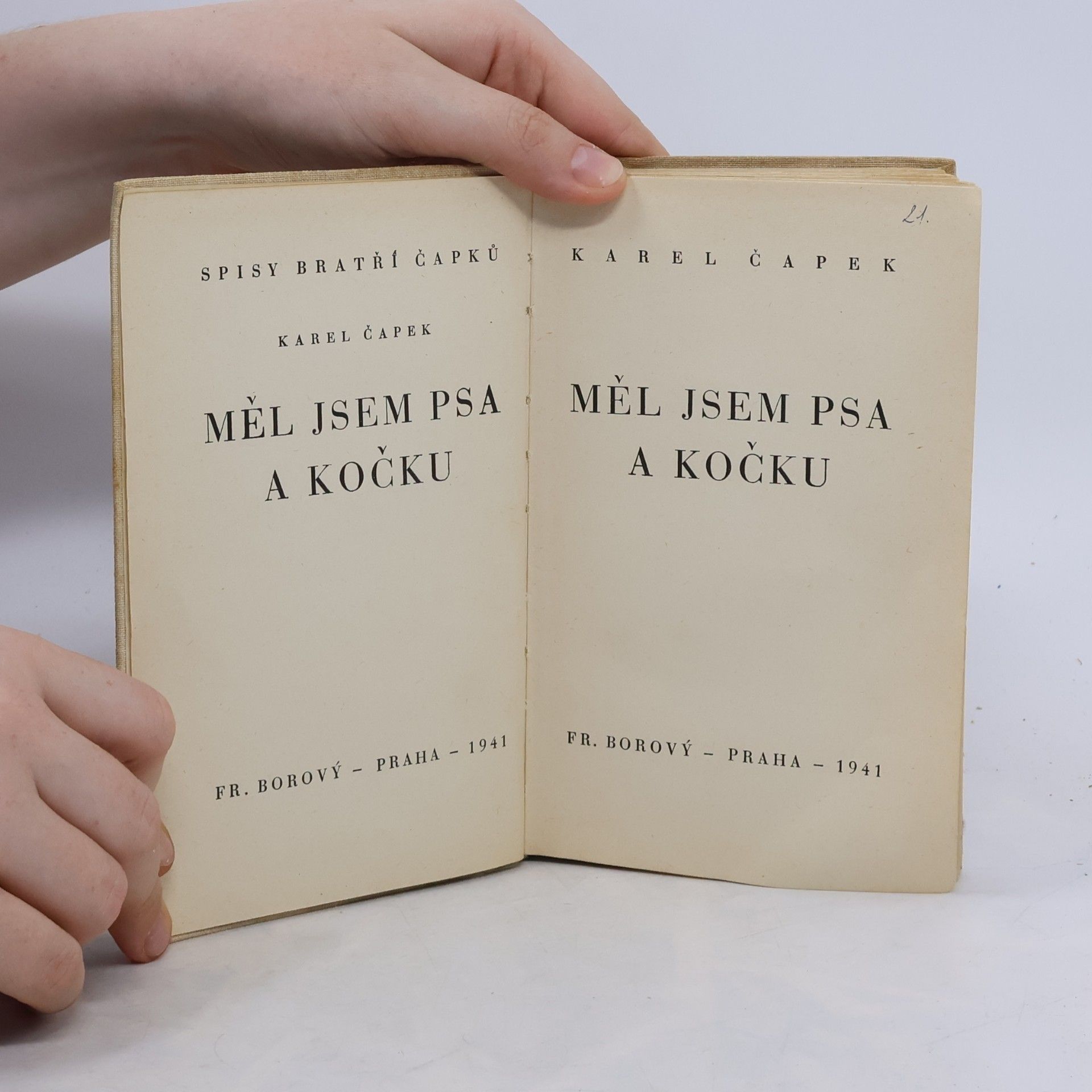 Karel Čapek Měl jsem psa a kočku