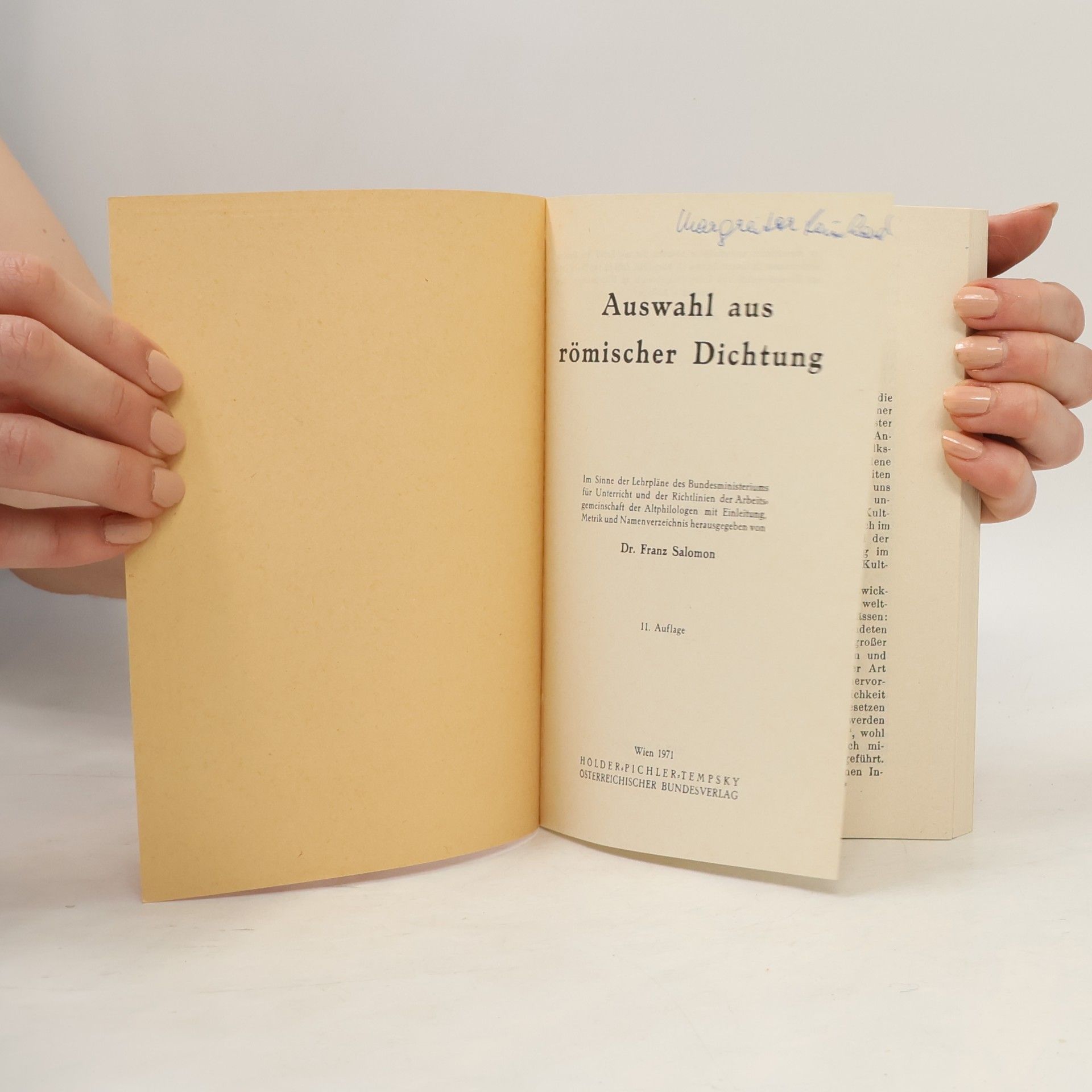 Franz Salomon Auswahl aus Römischer Dichtung
