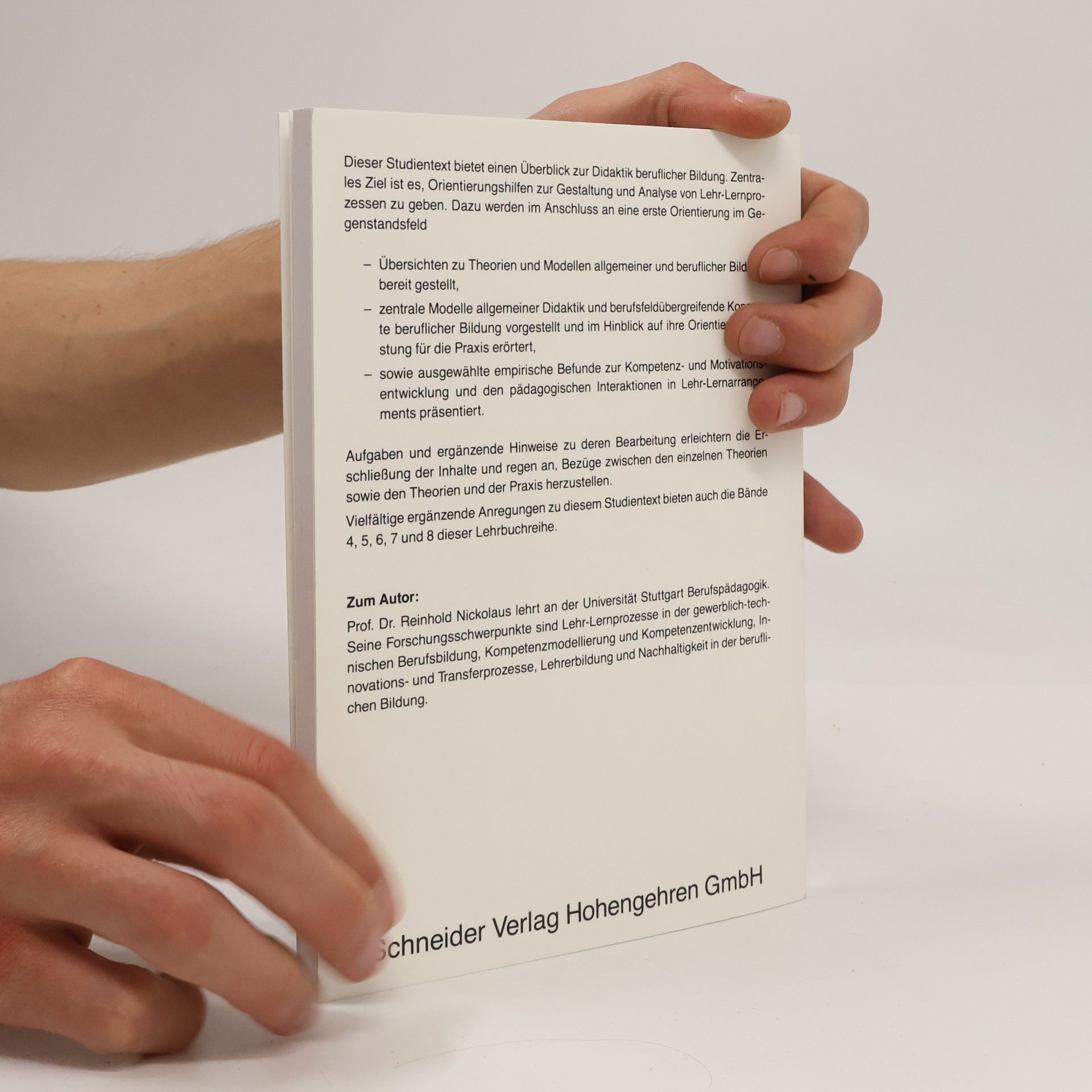Reinhold Nickolaus Studientexte Basiscurriculum Berufs- und Wirtschaftspädagogik - 3: Didaktik - Modelle und Konzepte beruflicher Bildung
