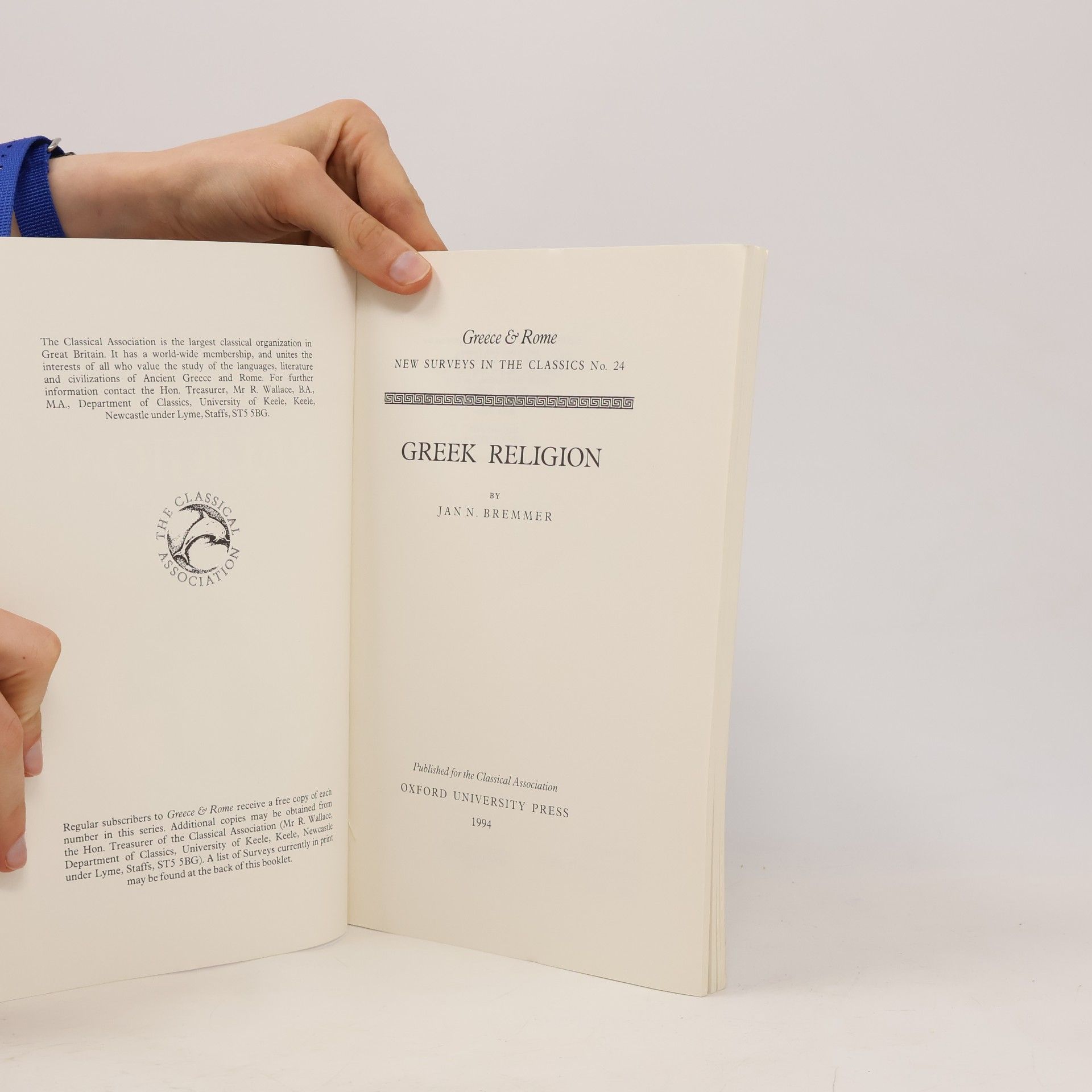 Jan N. Bremmer New Surveys in the Classics - 24: Greek Religion