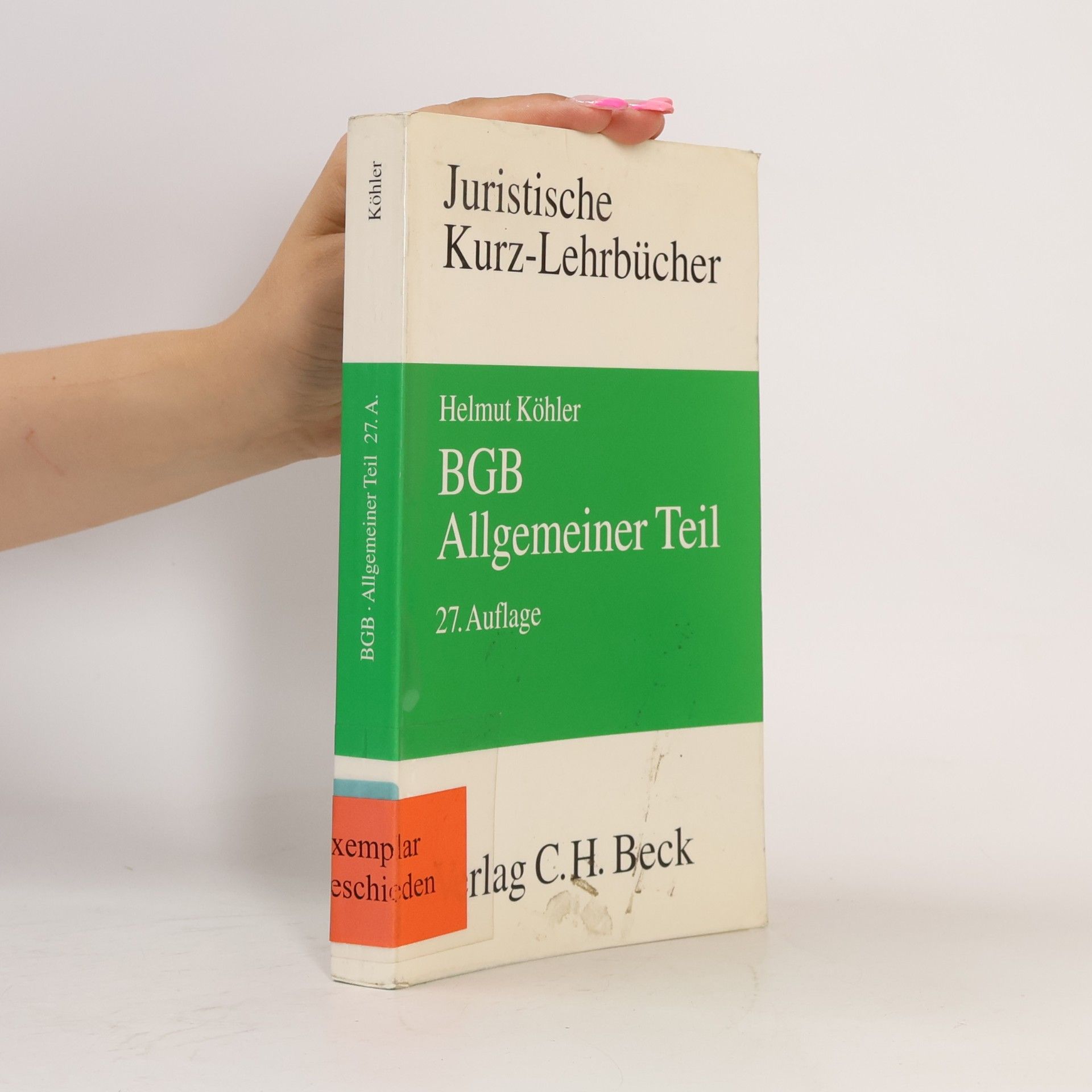 Helmut Köhler BGB, Allgemeiner Teil - 27. Auflage