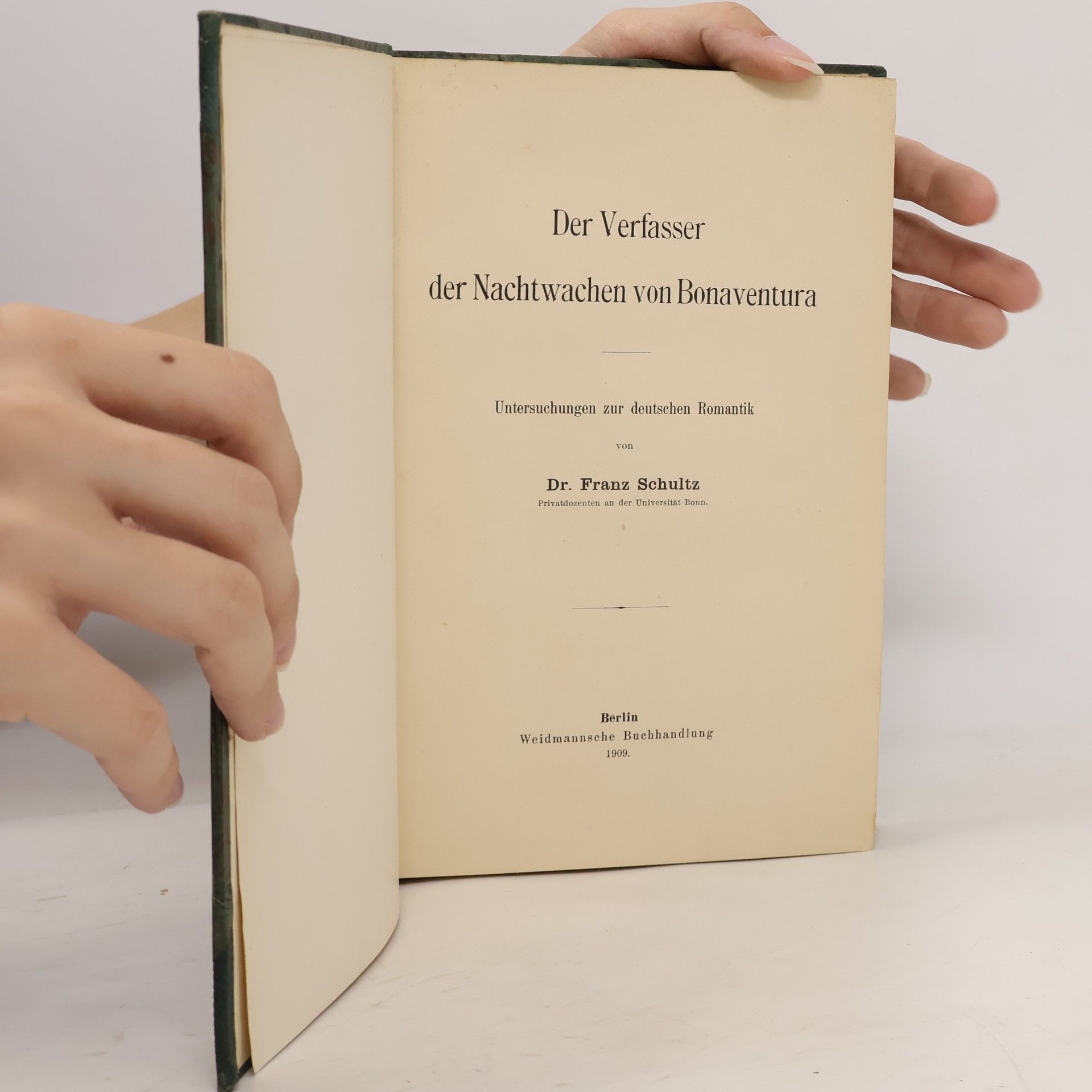 Joachim Schultz Der Verfasser der Nachtwachen von Bonaventura