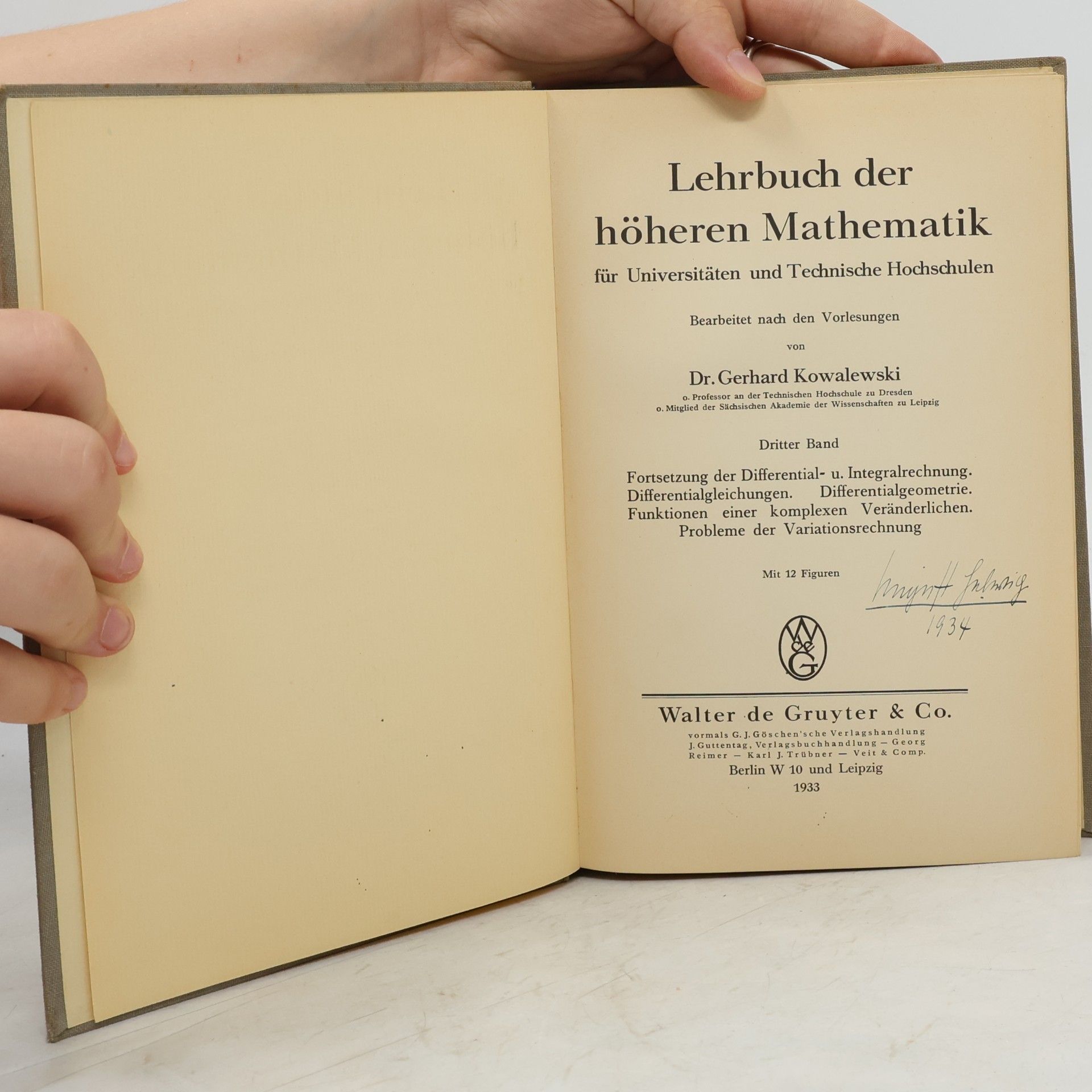 Gerhard Kowalewski Lehrbuch der höheren Mathematik