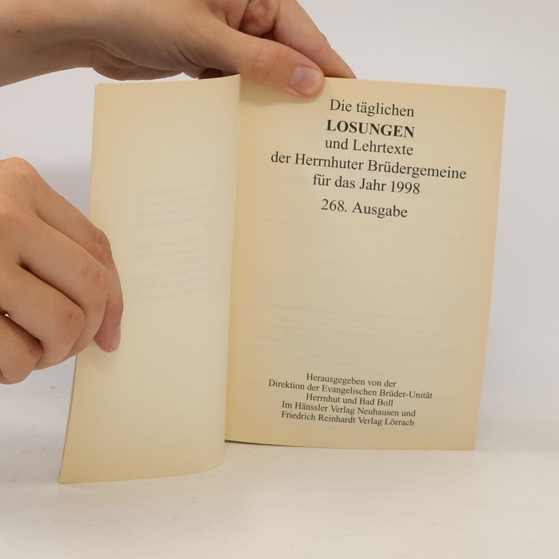 Direktion der Evangelischen Brüder-Unität Losungen 1998