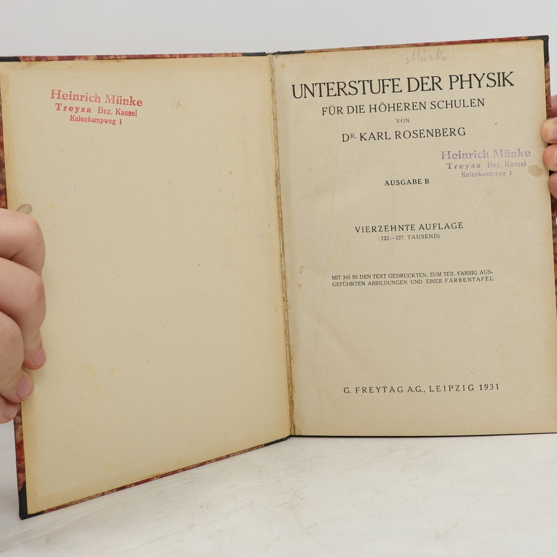 Karl Rosenberg Unterstufe der Physik für die höheren Schulen