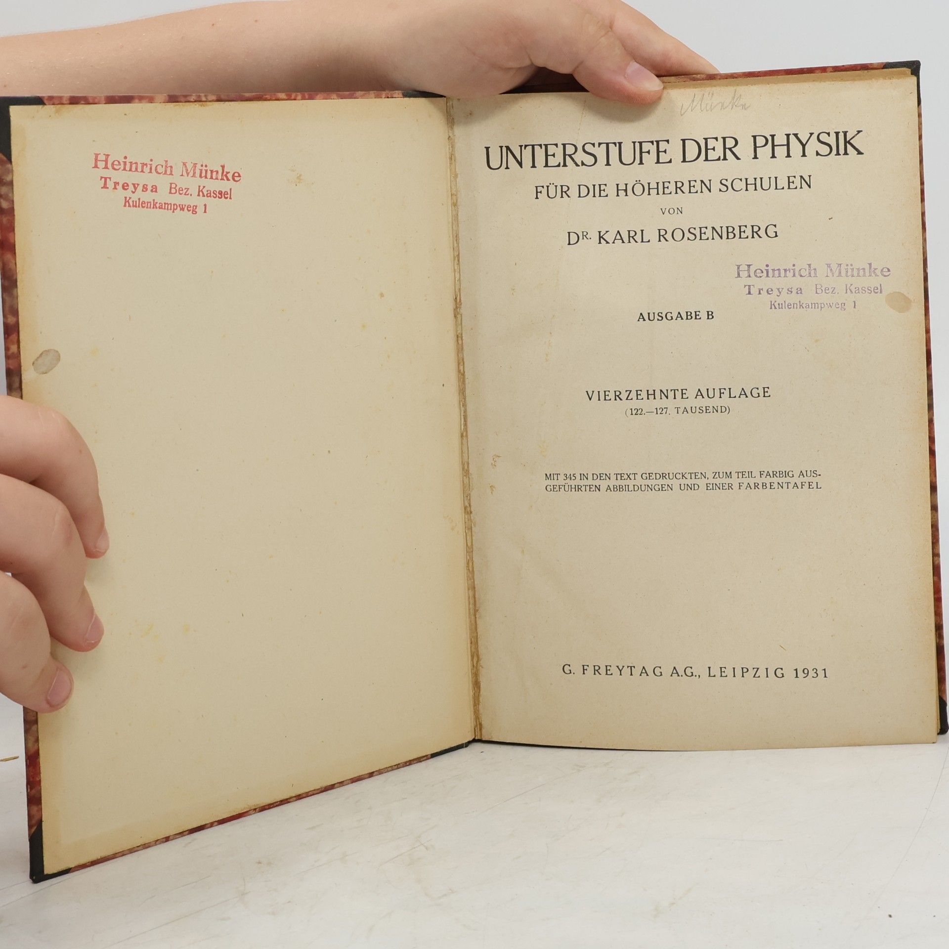 Karl Rosenberg Unterstufe der Physik für die höheren Schulen