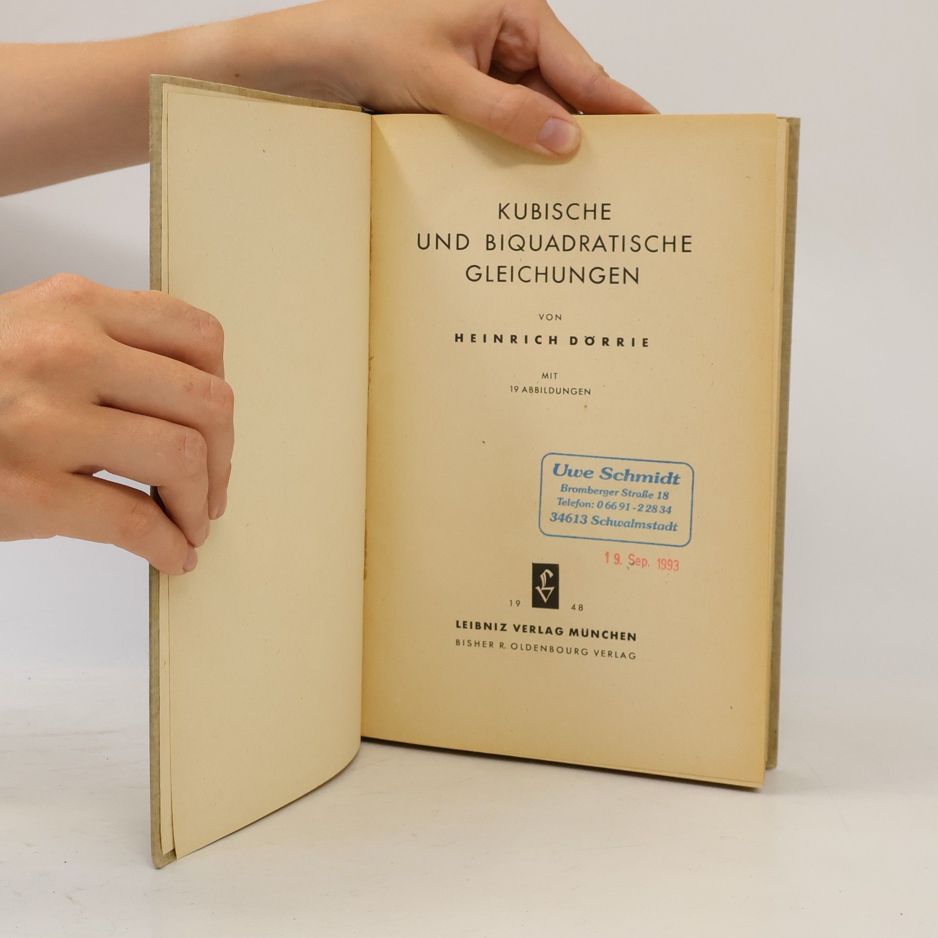 Heinrich Dörrie Kubische und Biquadratische Gleichungen