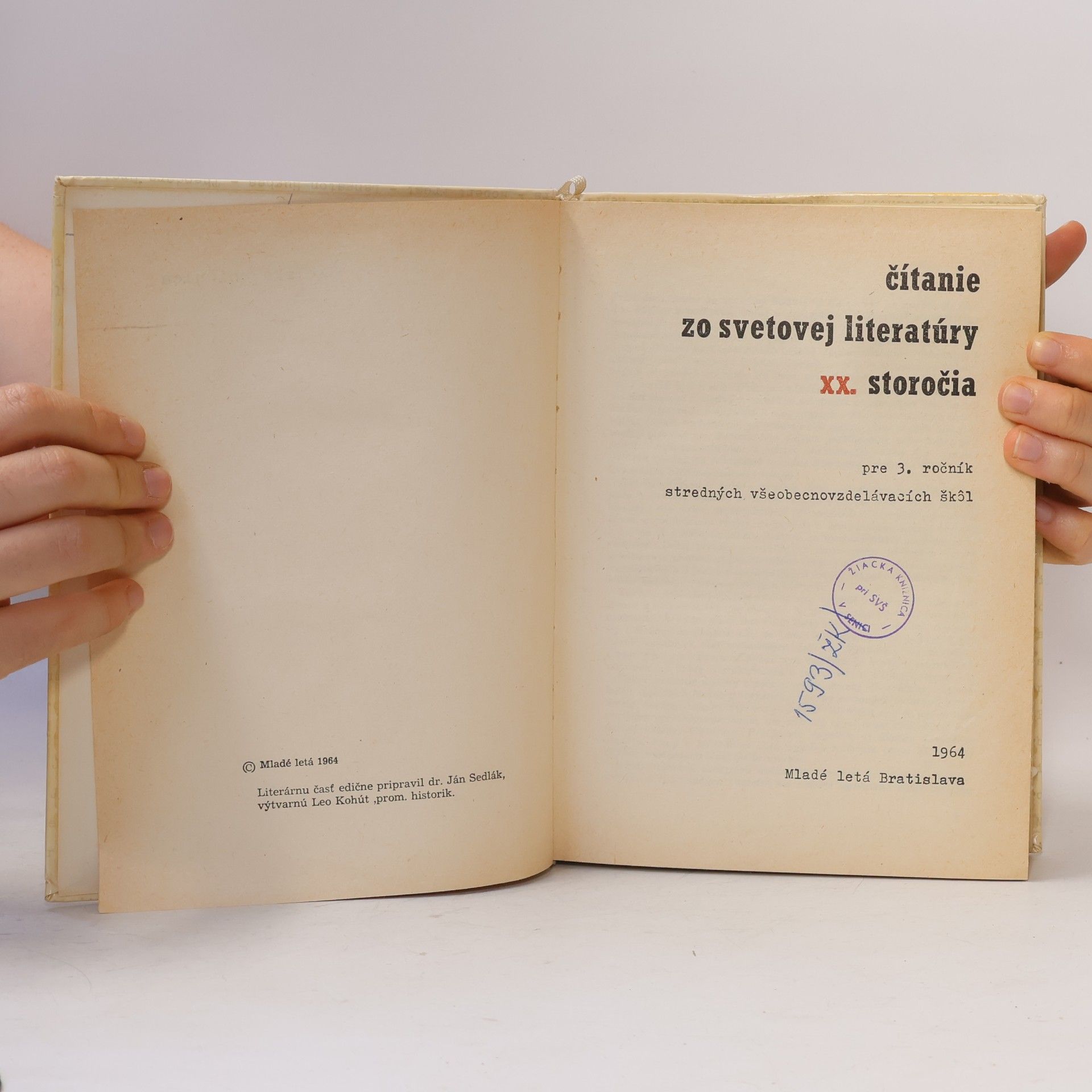 Jan Sedlák Čítanie zo svetovej literatúry XX. storočia
