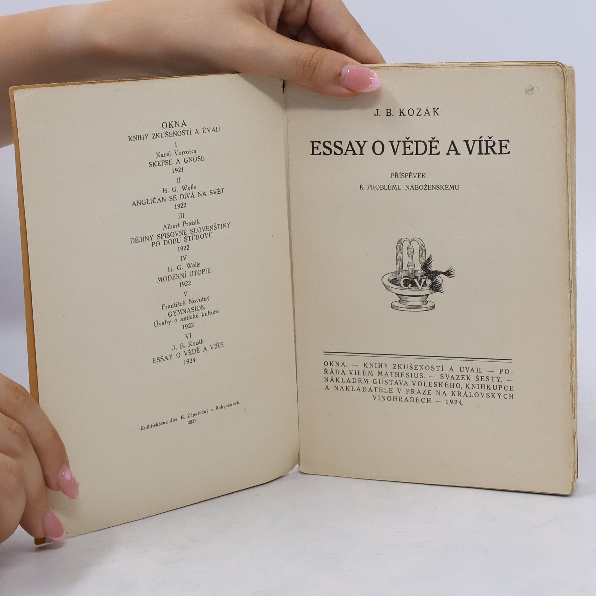 J. B. Kozák Okna knihy zkušeností a úvah. Essay o vědě a víře