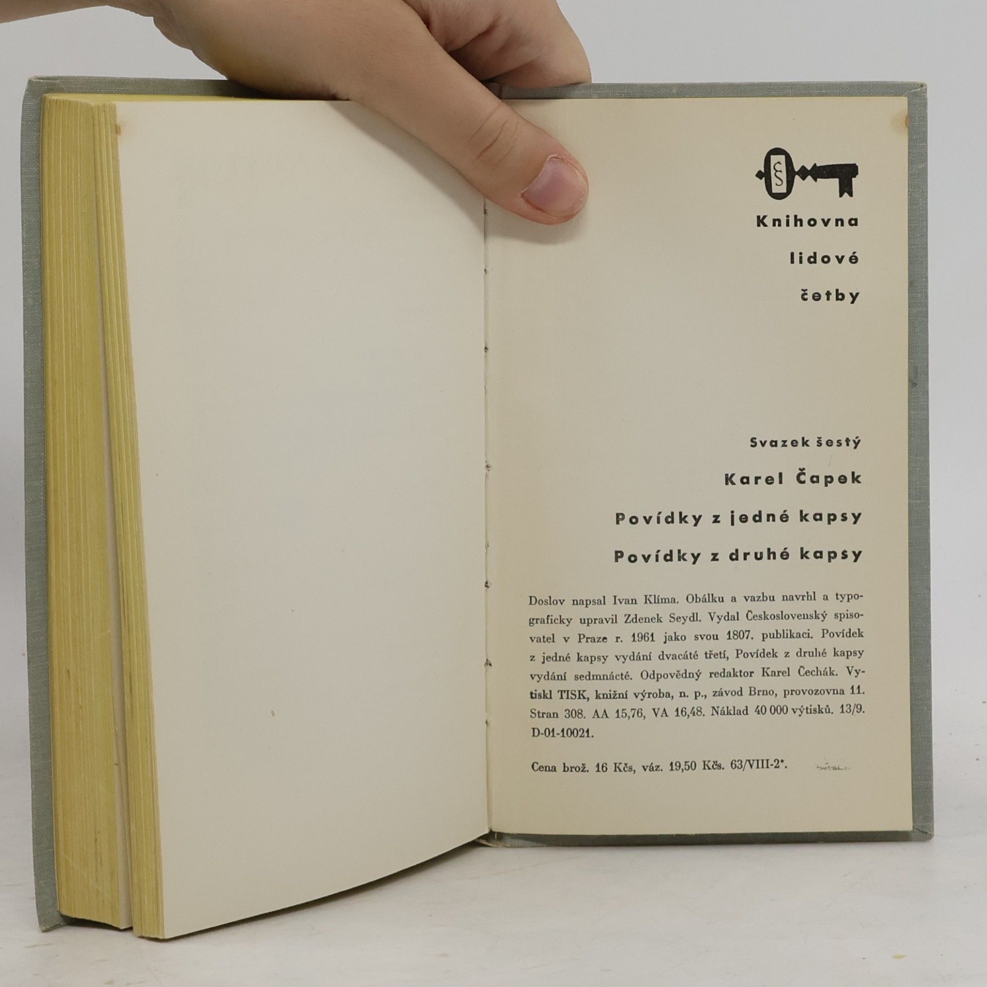 Karel Čapek Povídky z jedné kapsy. Povídky z druhé kapsy