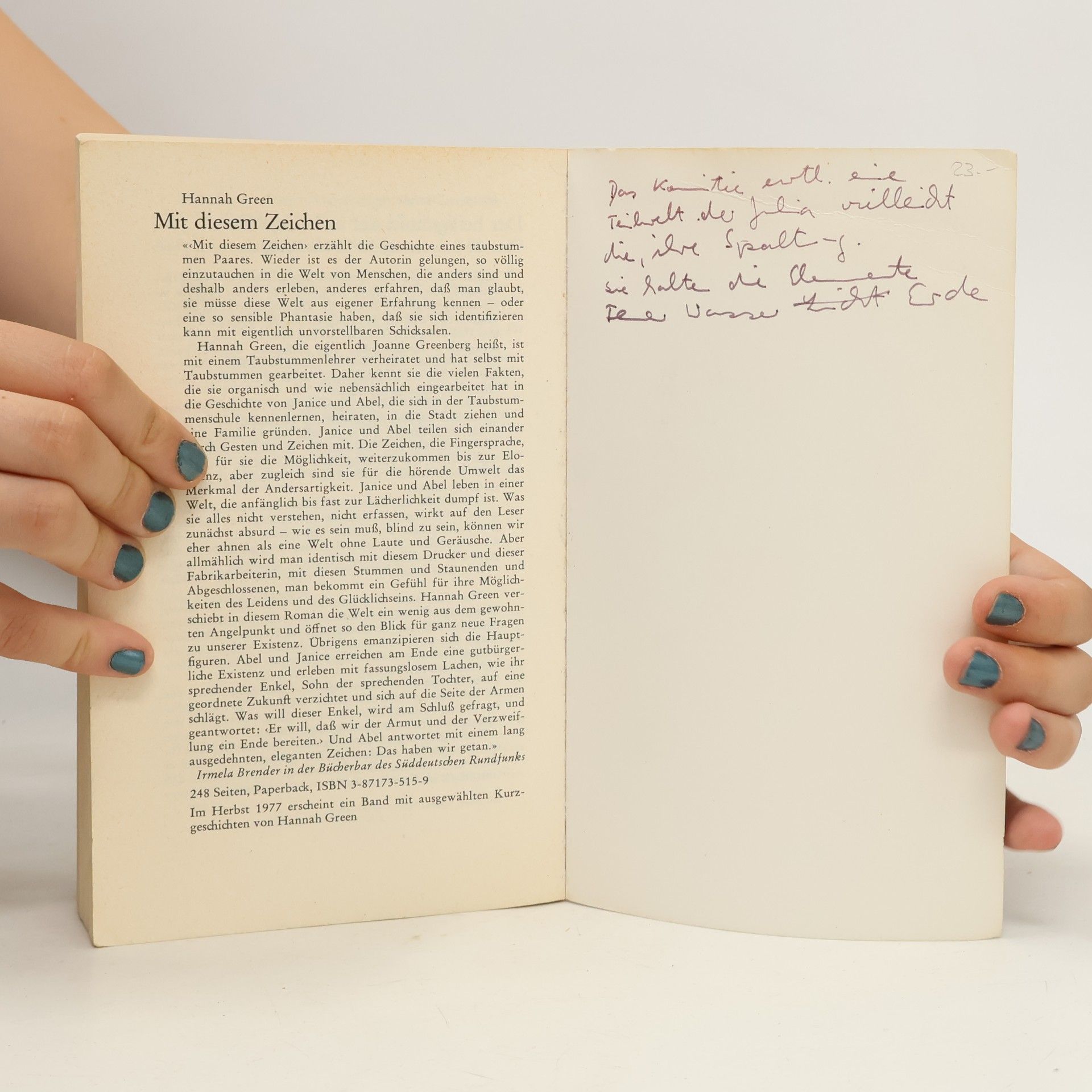 Joanne Greenberg Mit diesem Zeichen