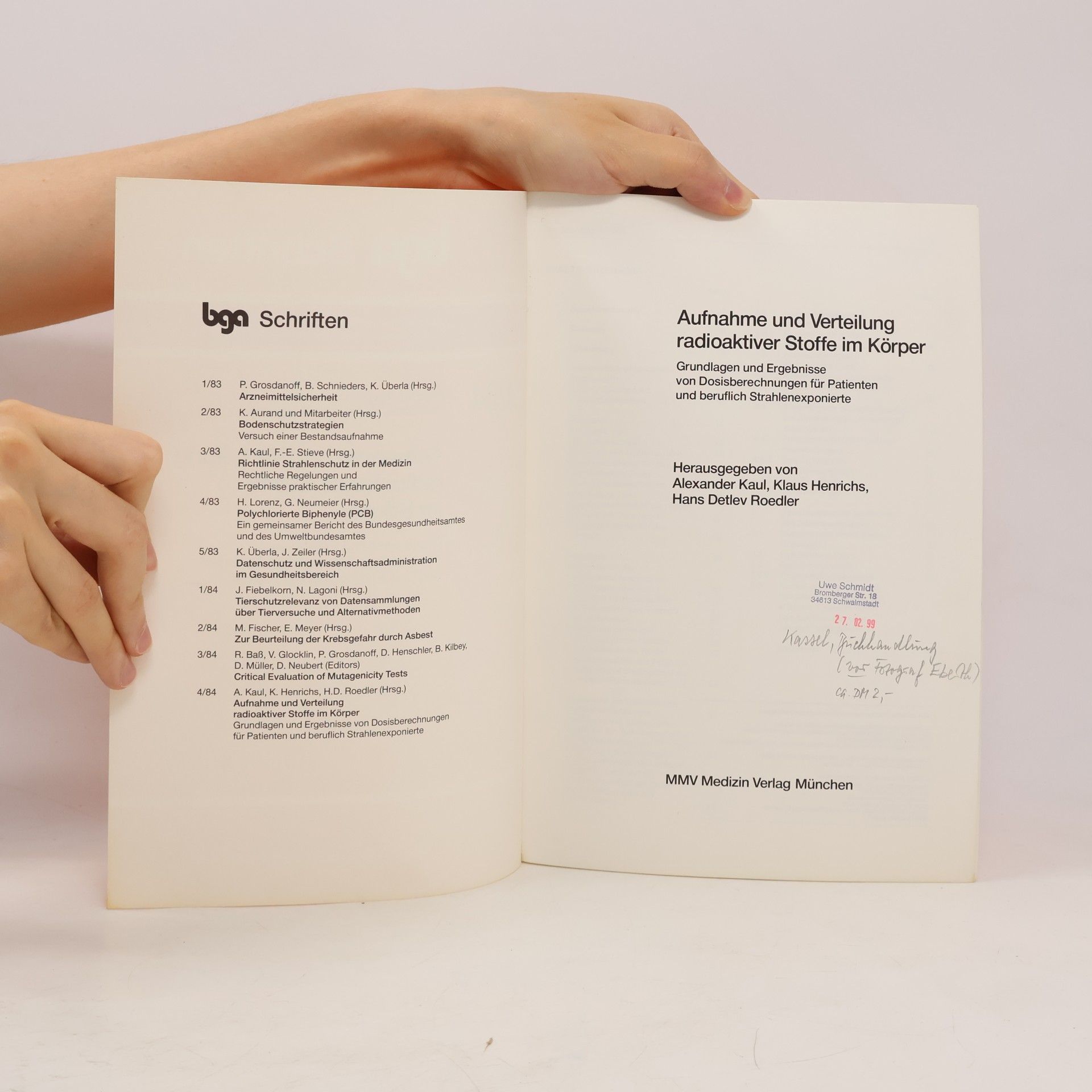 Alexander Kaul Bga Schriften - 4/84: Aufnahme und Verteilung radioaktiver Stoffe im Körper