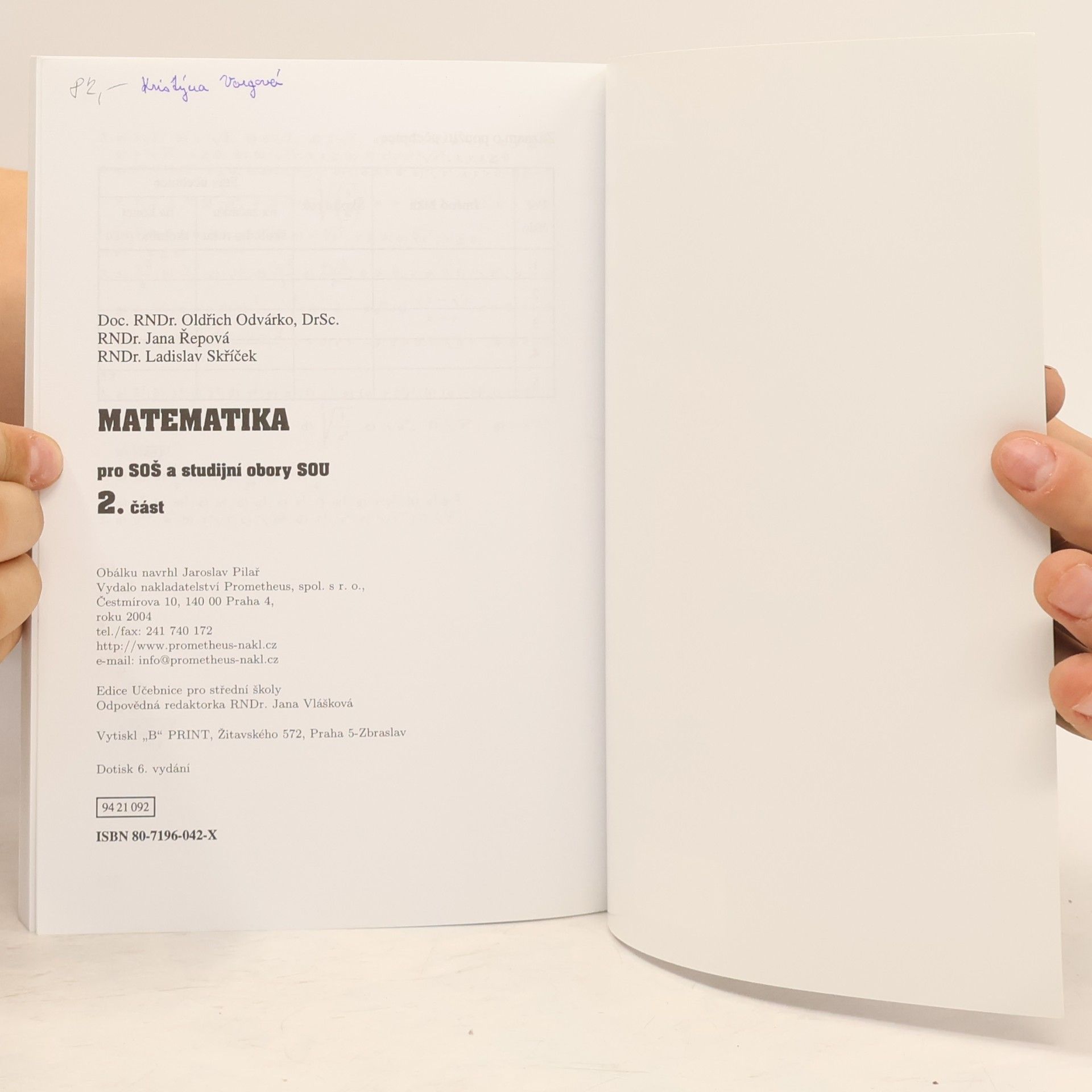 Jana Řepová Matematika pro střední odborné školy a studijní obory středních odborných učilišť 2. část