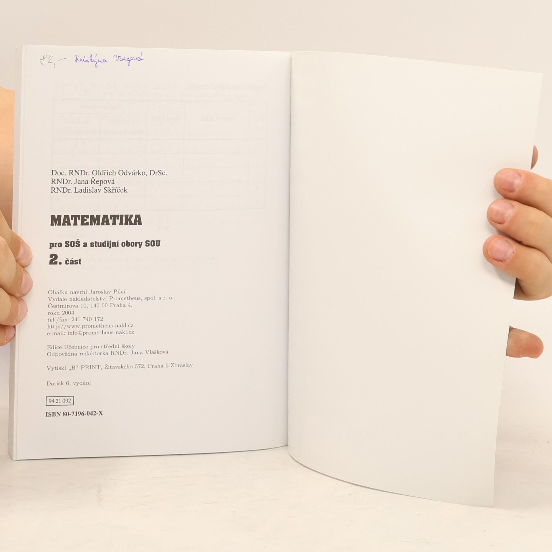 Jana Řepová Matematika pro střední odborné školy a studijní obory středních odborných učilišť 2. část