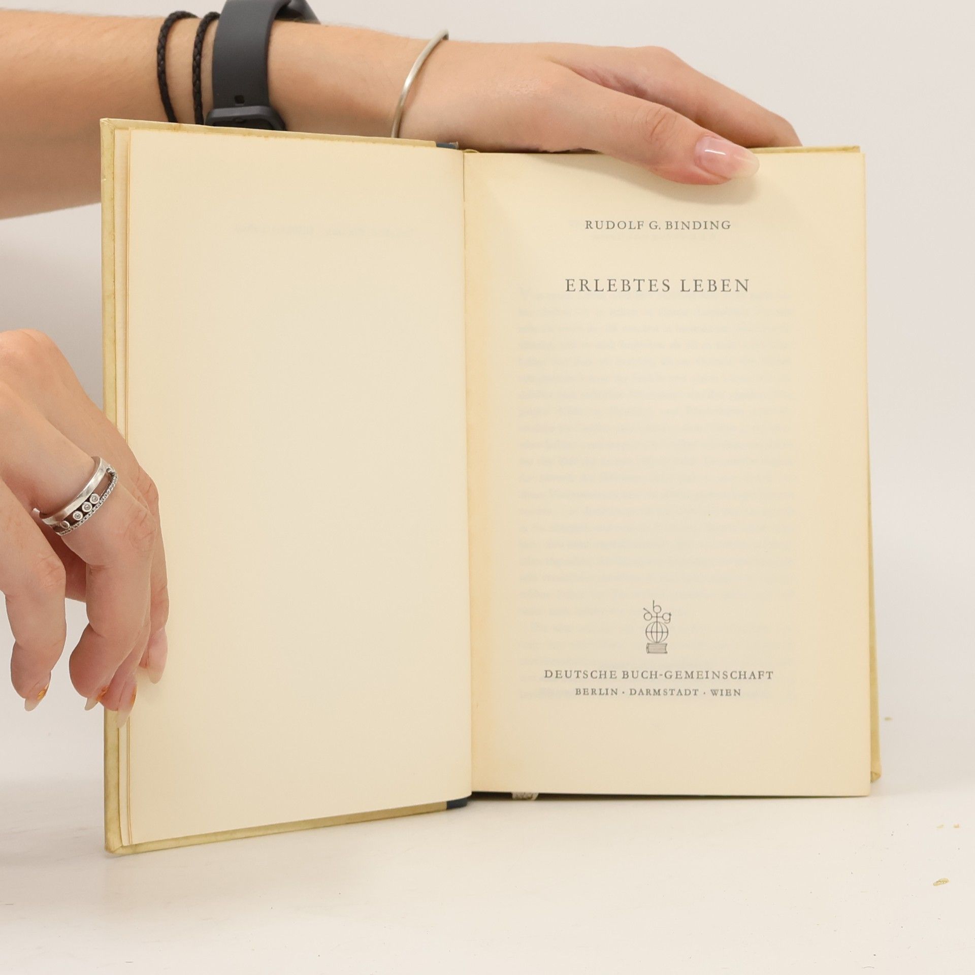 Rudolf G. Binding Erlebtes Leben