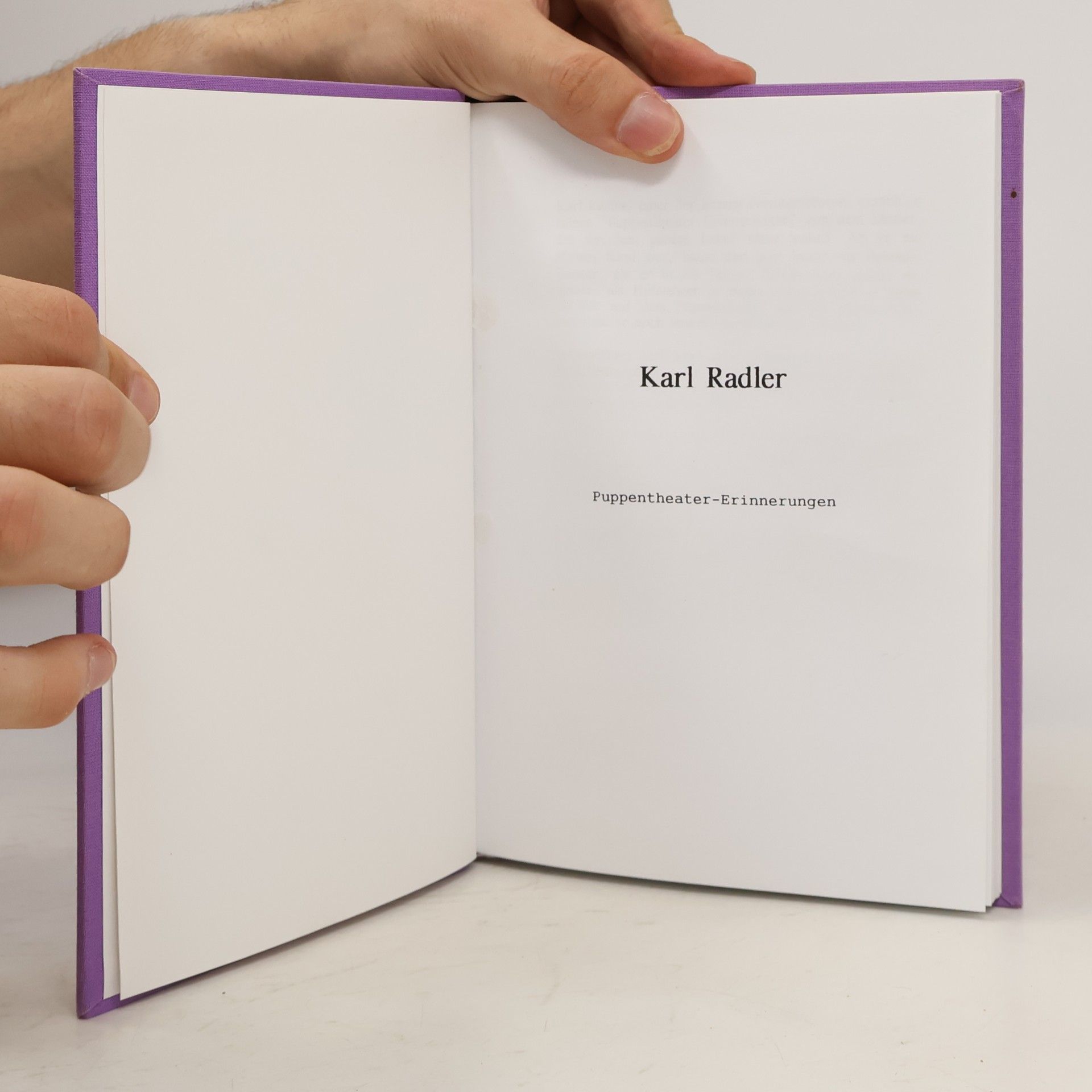 Karl Radler Puppentheater. Erinnerungen