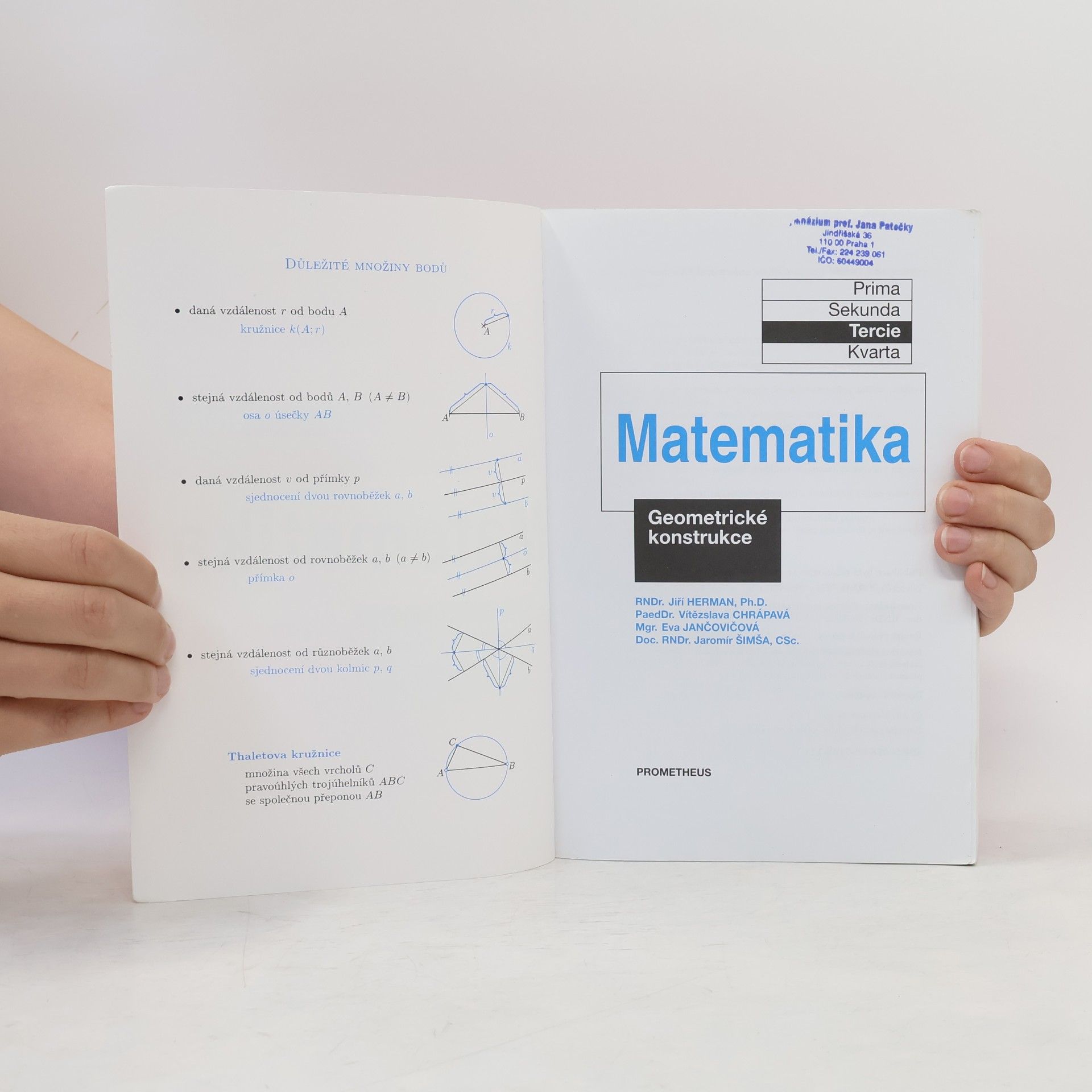 Jiří Herman Matematika. Tercie. Geometrické konstrukce