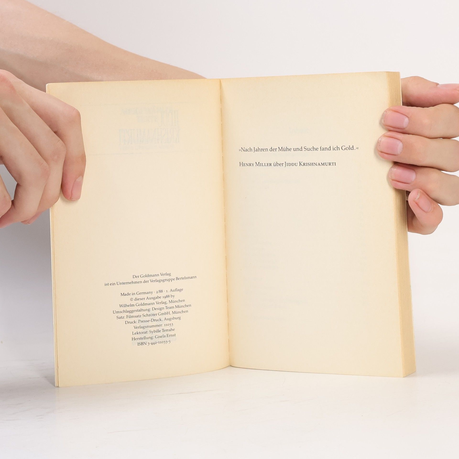 Jiddu Krishnamurti Ausgewählte Texte