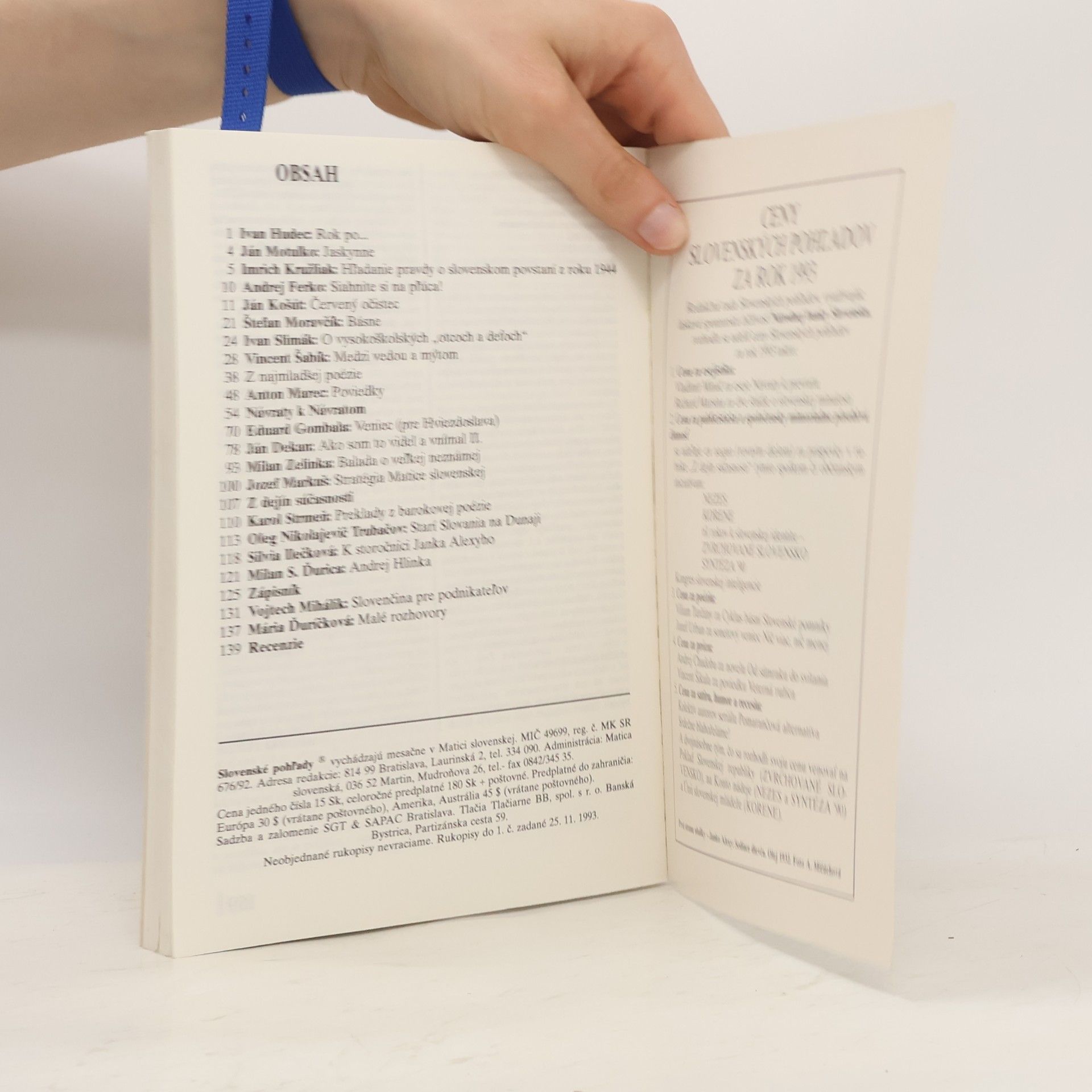 Autorenkollektiv Slovenské pohľady na literatúru, umenie a život. 1/1994
