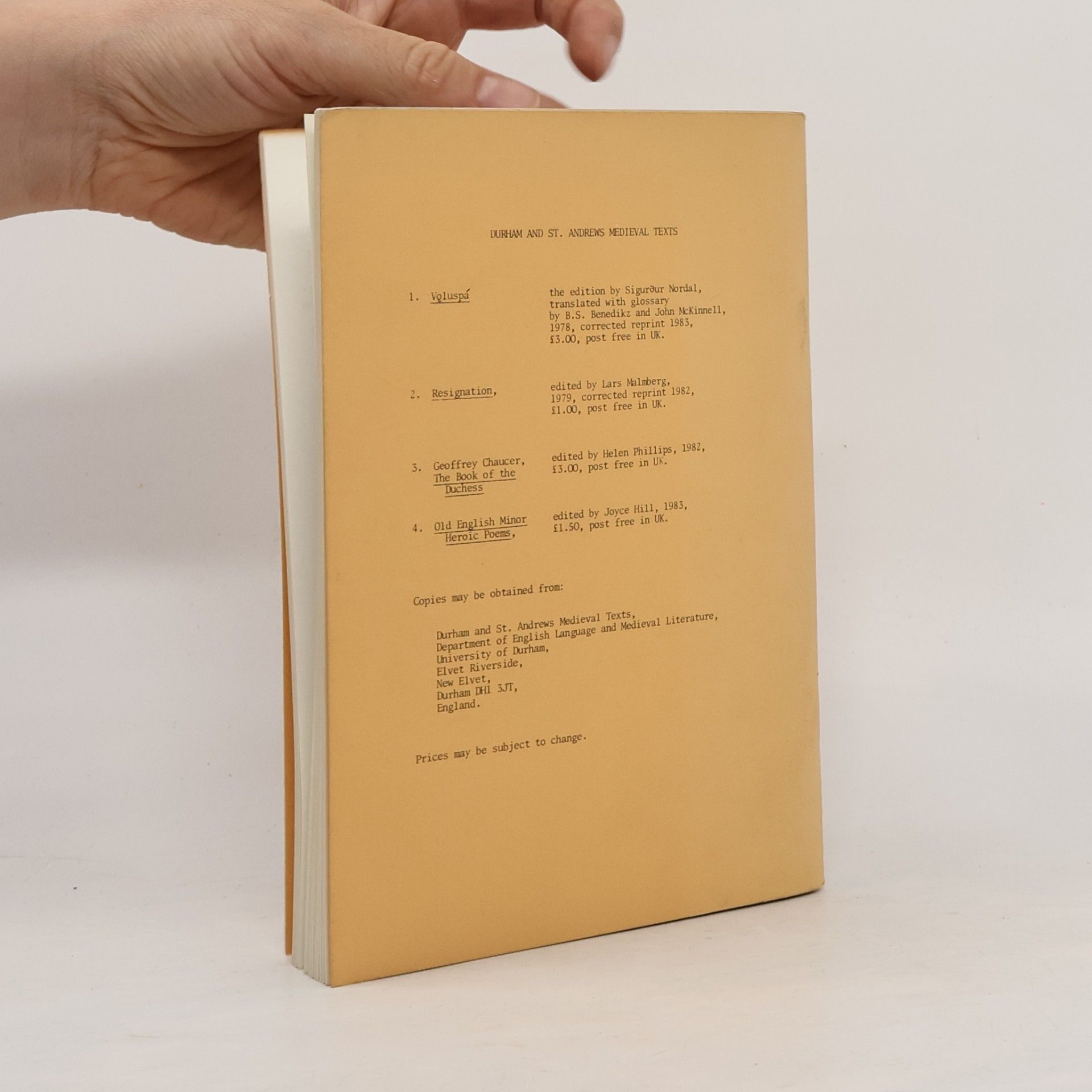 Joyce Hill Old English Minor Heroic Poems