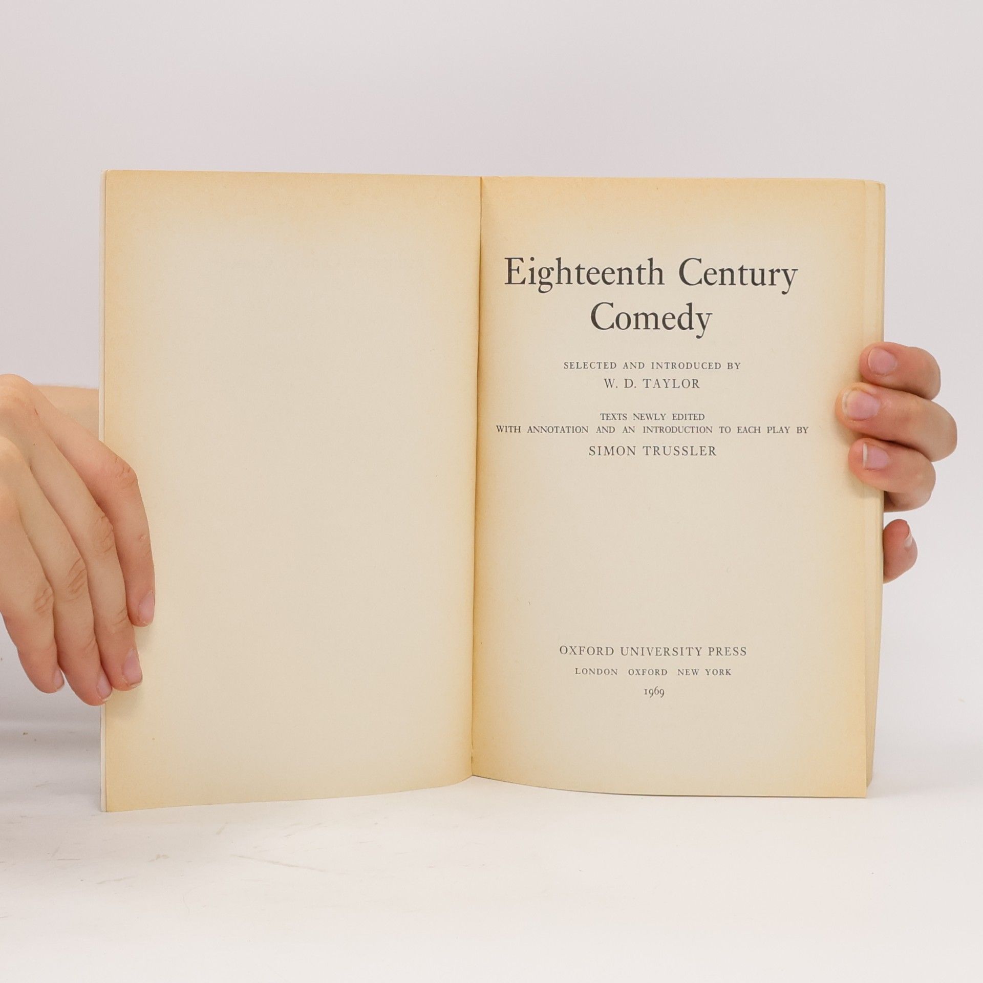 W. D. Taylor Eighteenth Century Comedy