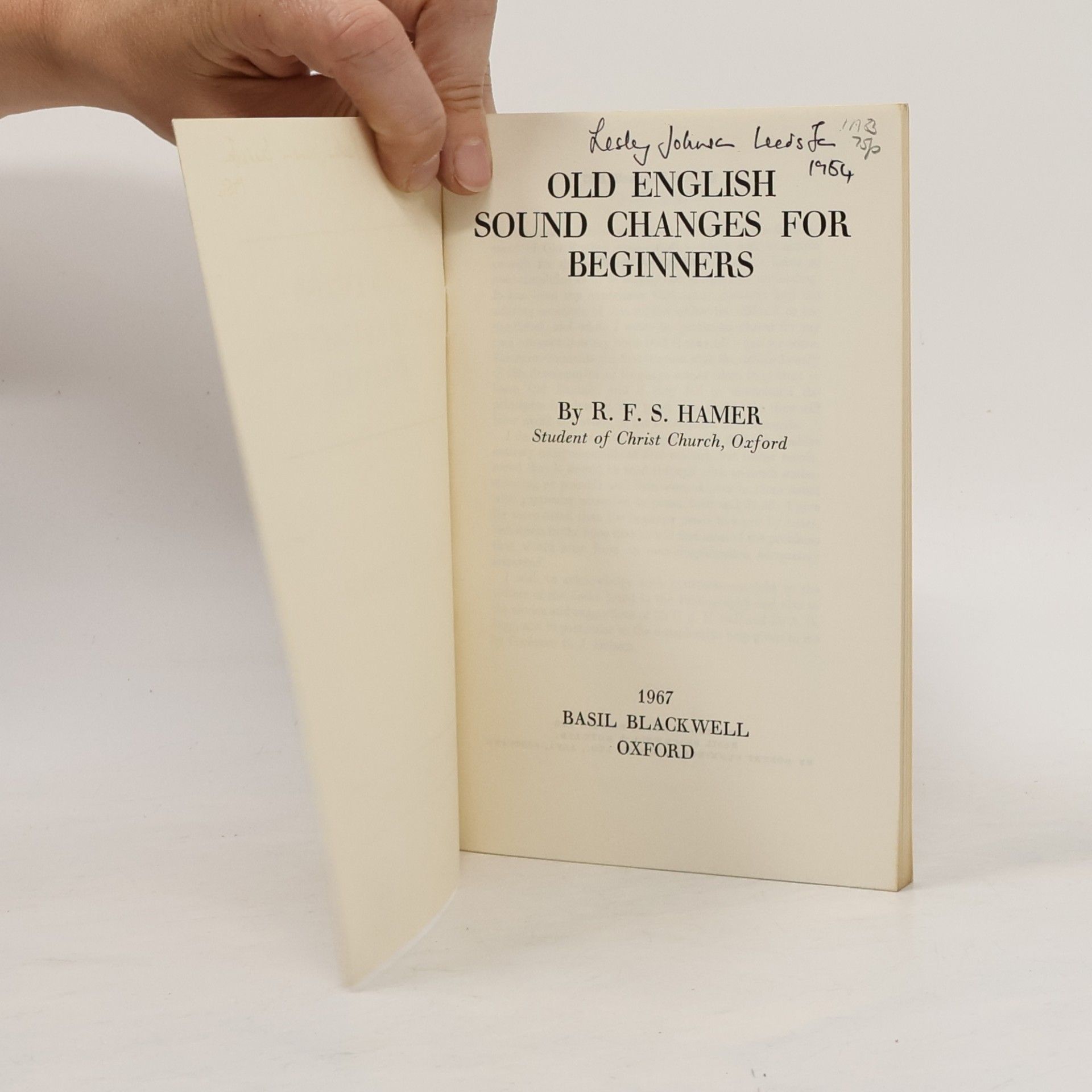 Richard Frederick Sanger Hamer Old English Sound Changes for Beginners