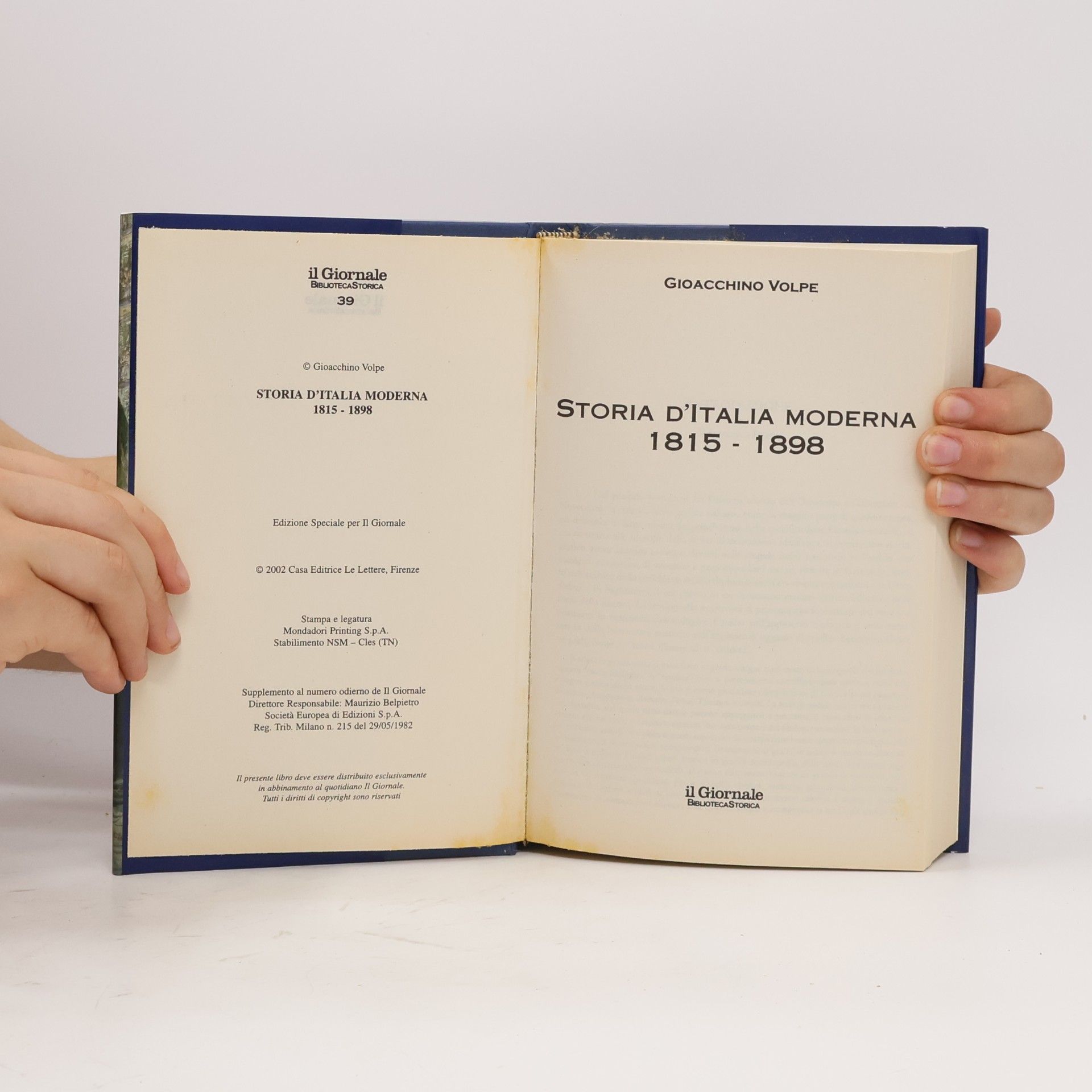 Gioacchino Volpe Storia d'Italia moderna 1815-1898