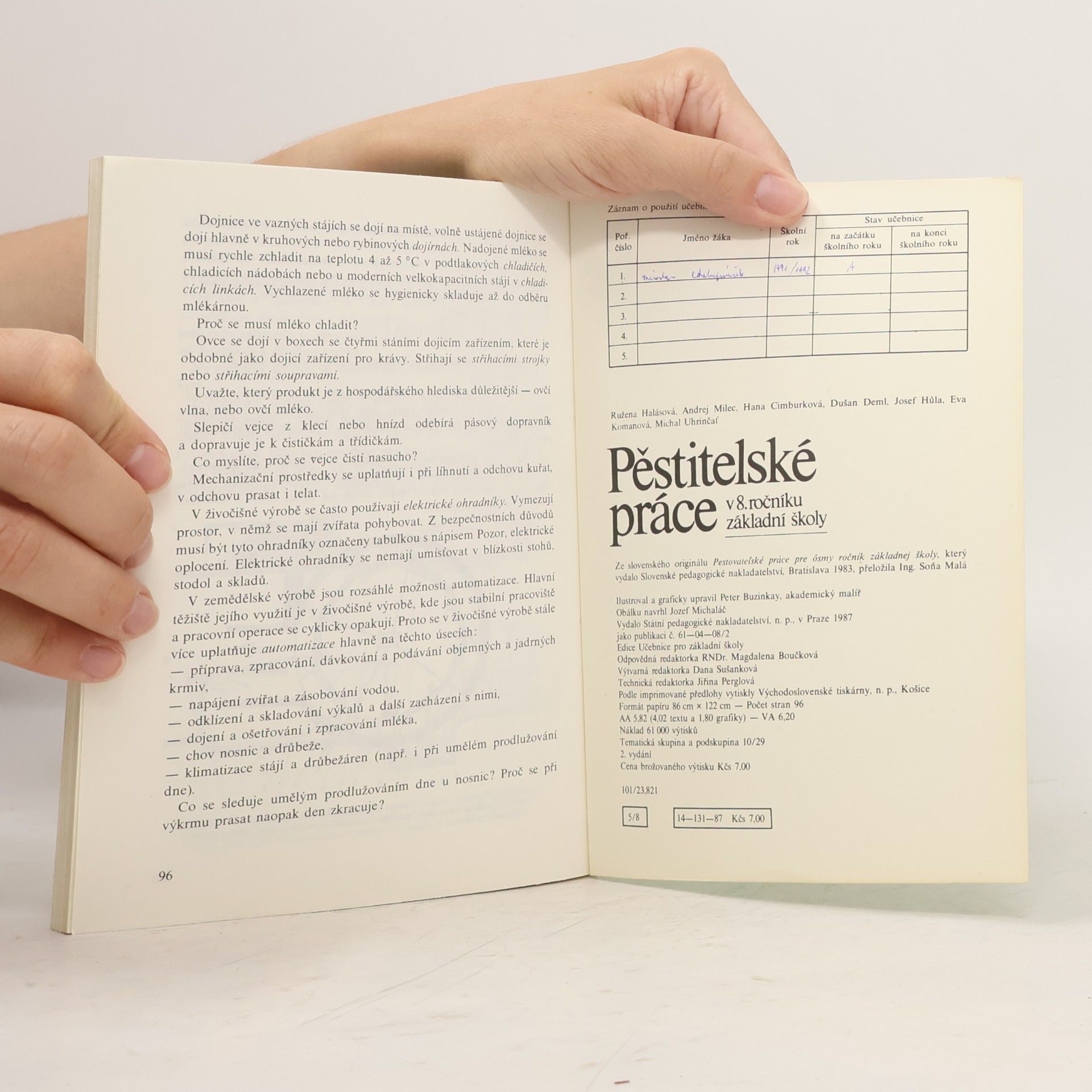 Collectif d'auteurs Pěstitelské práce v 8. ročníku základní školy