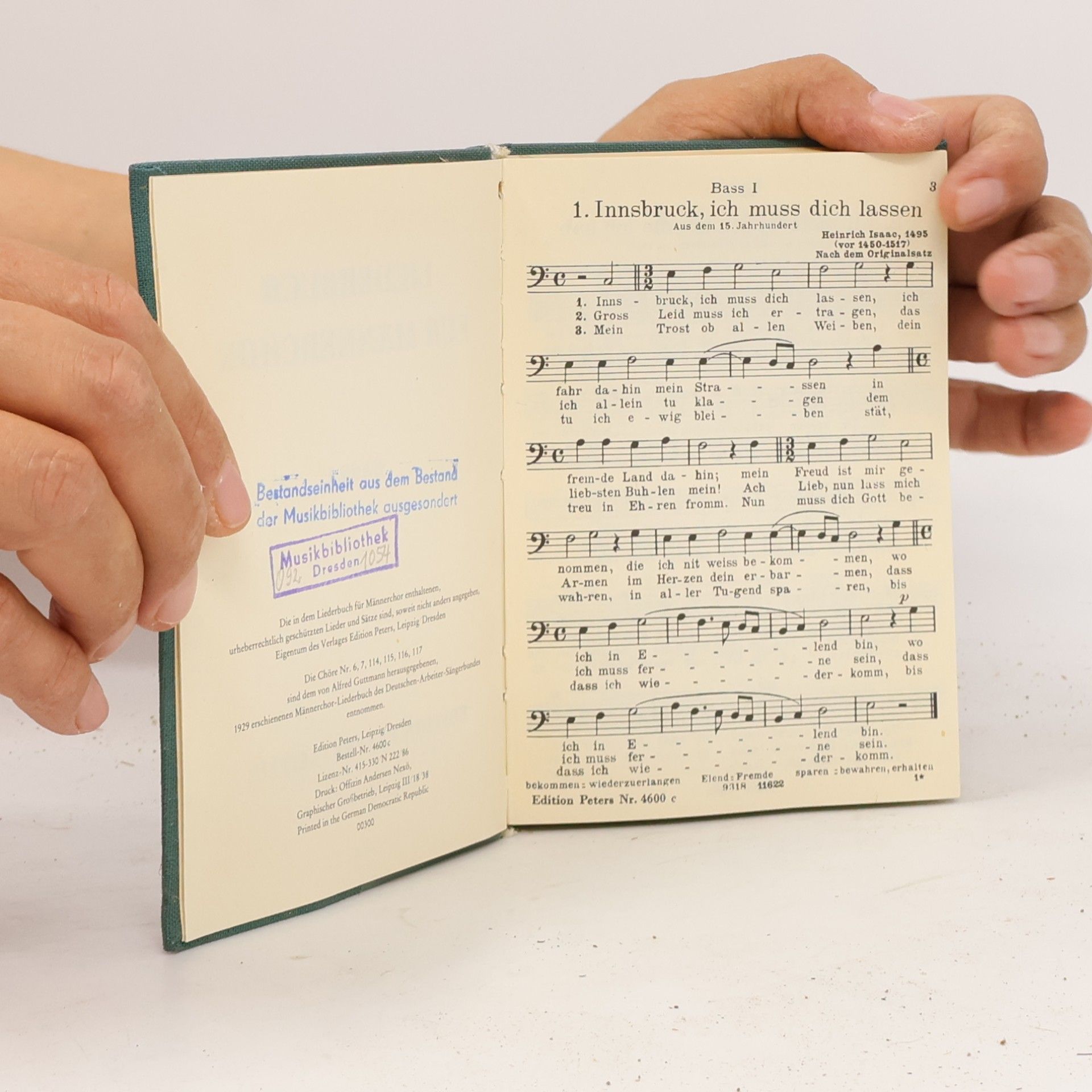 Autorenkollektiv Liederbuch für Männerchor. Bass 1