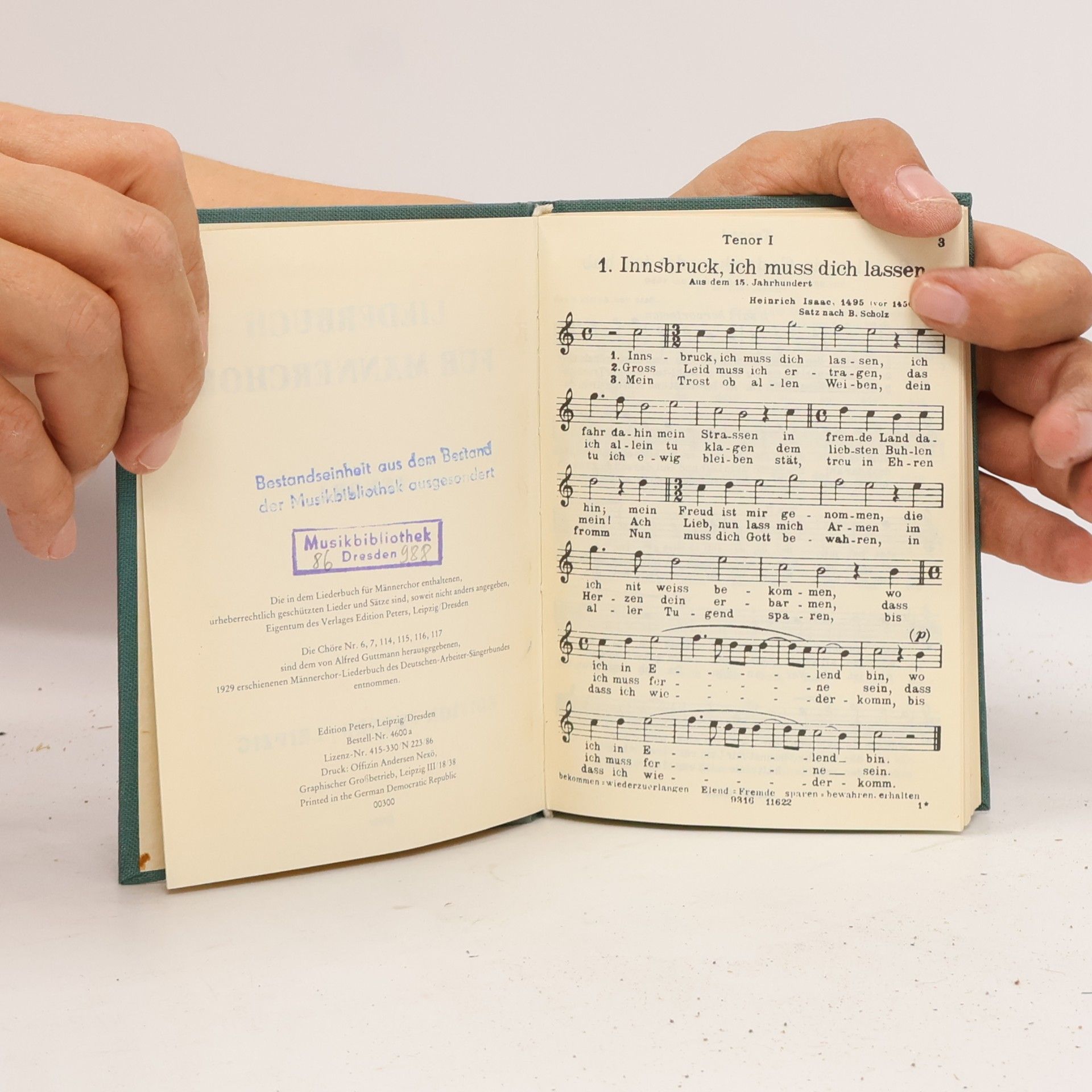 Autorenkollektiv Liederbuch für Männerchor. Tenor I.
