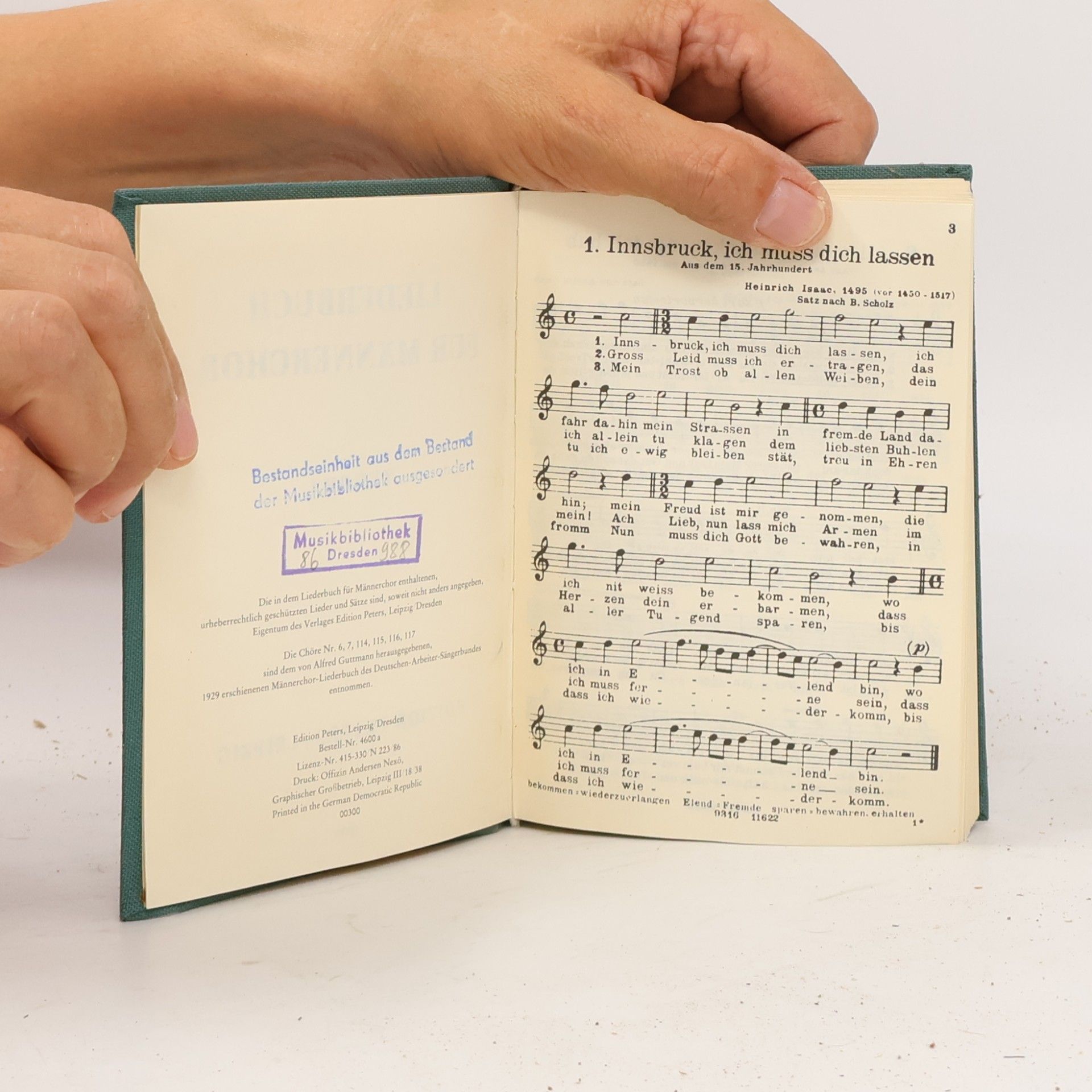 Autorenkollektiv Liederbuch für Männerchor. Tenor I.