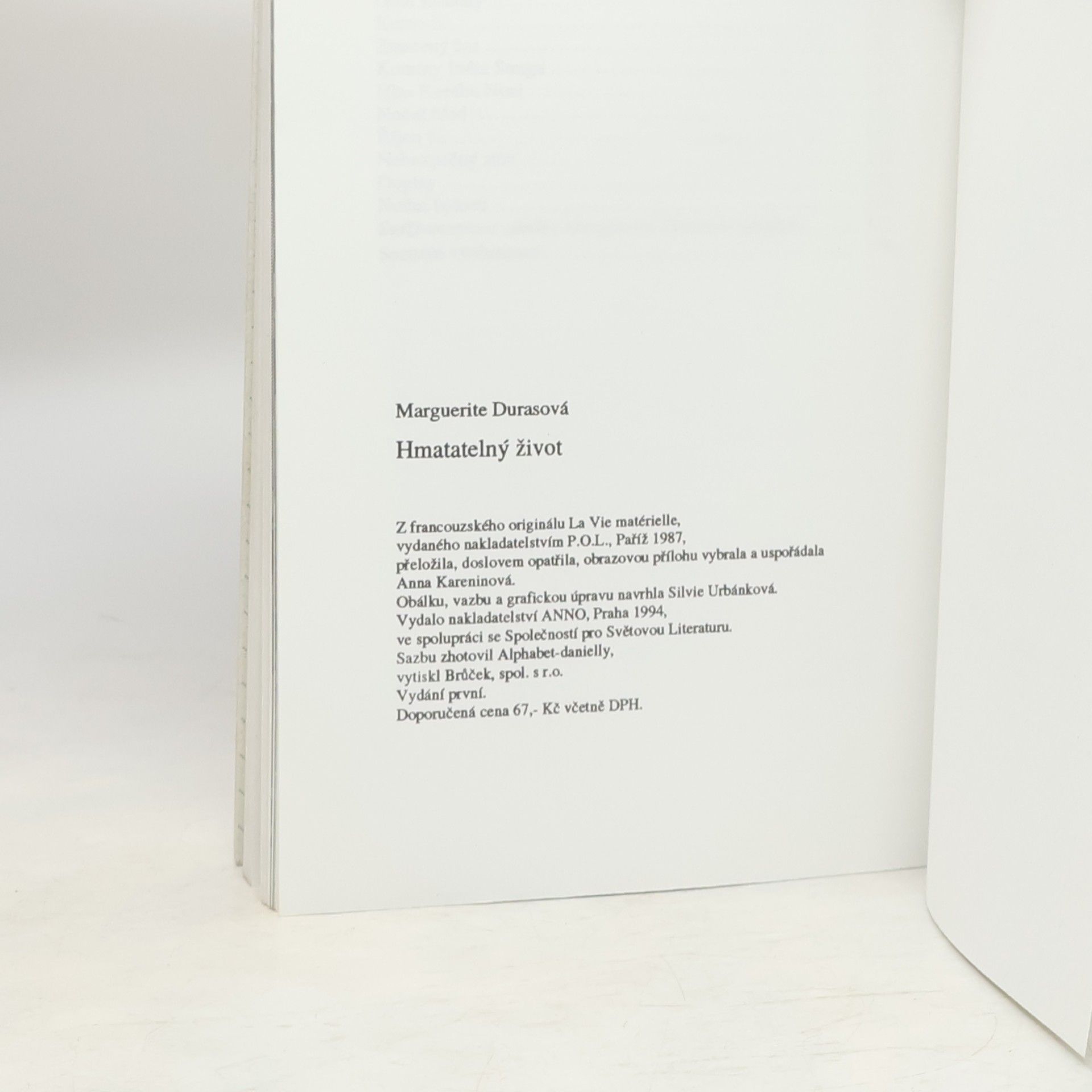 Marguerite Duras Hmatatelný život
