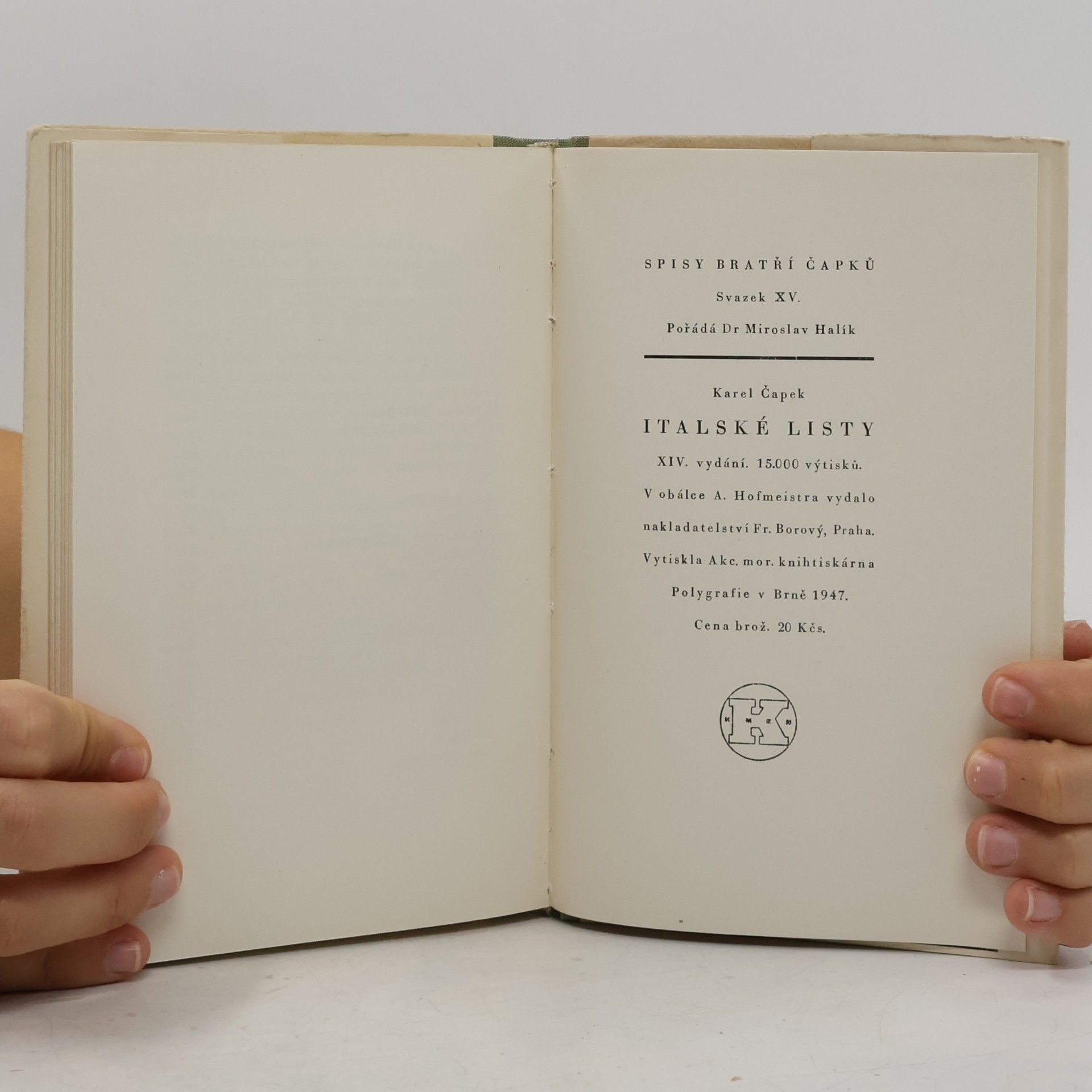 Karel Čapek Italské listy