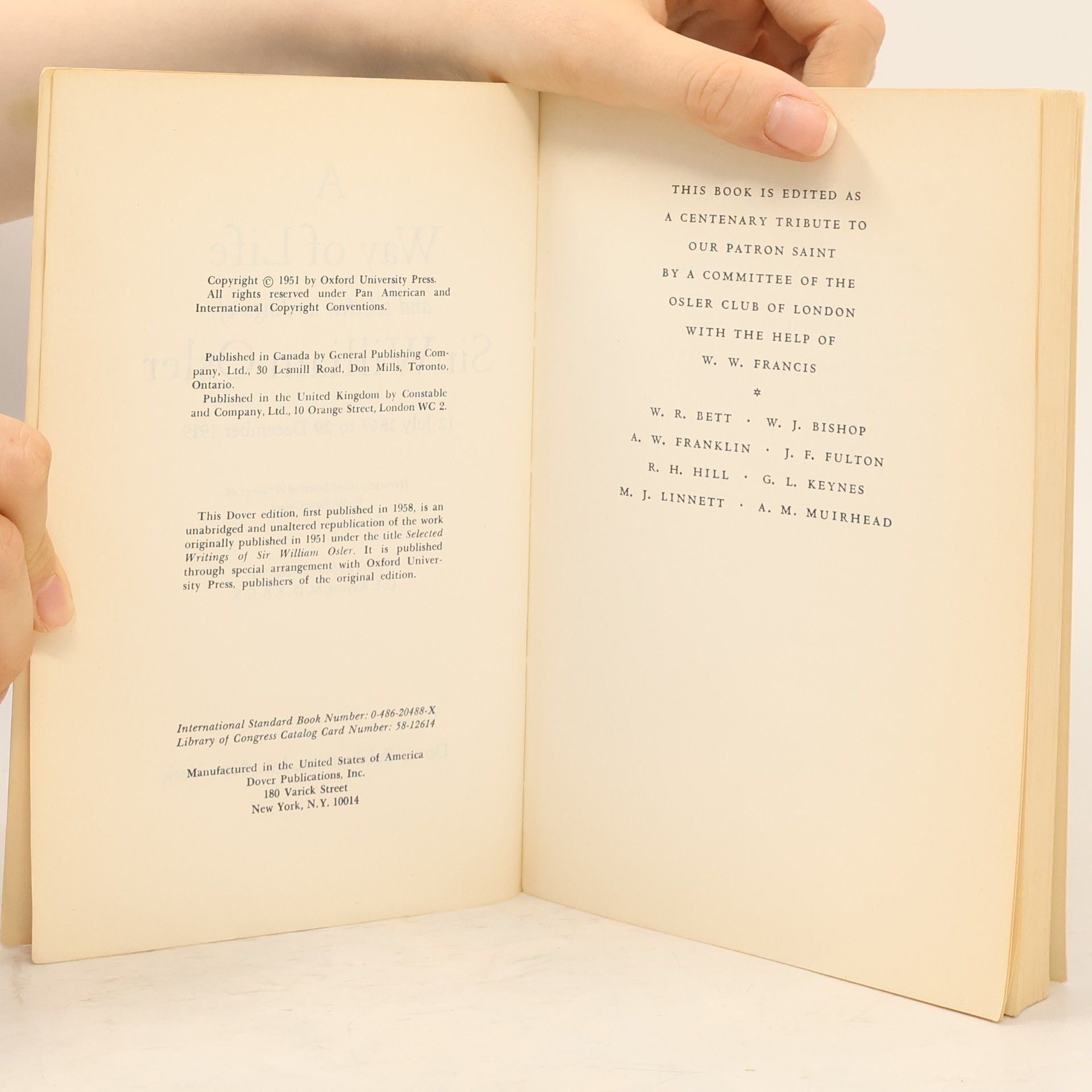William Osler A Way of Life