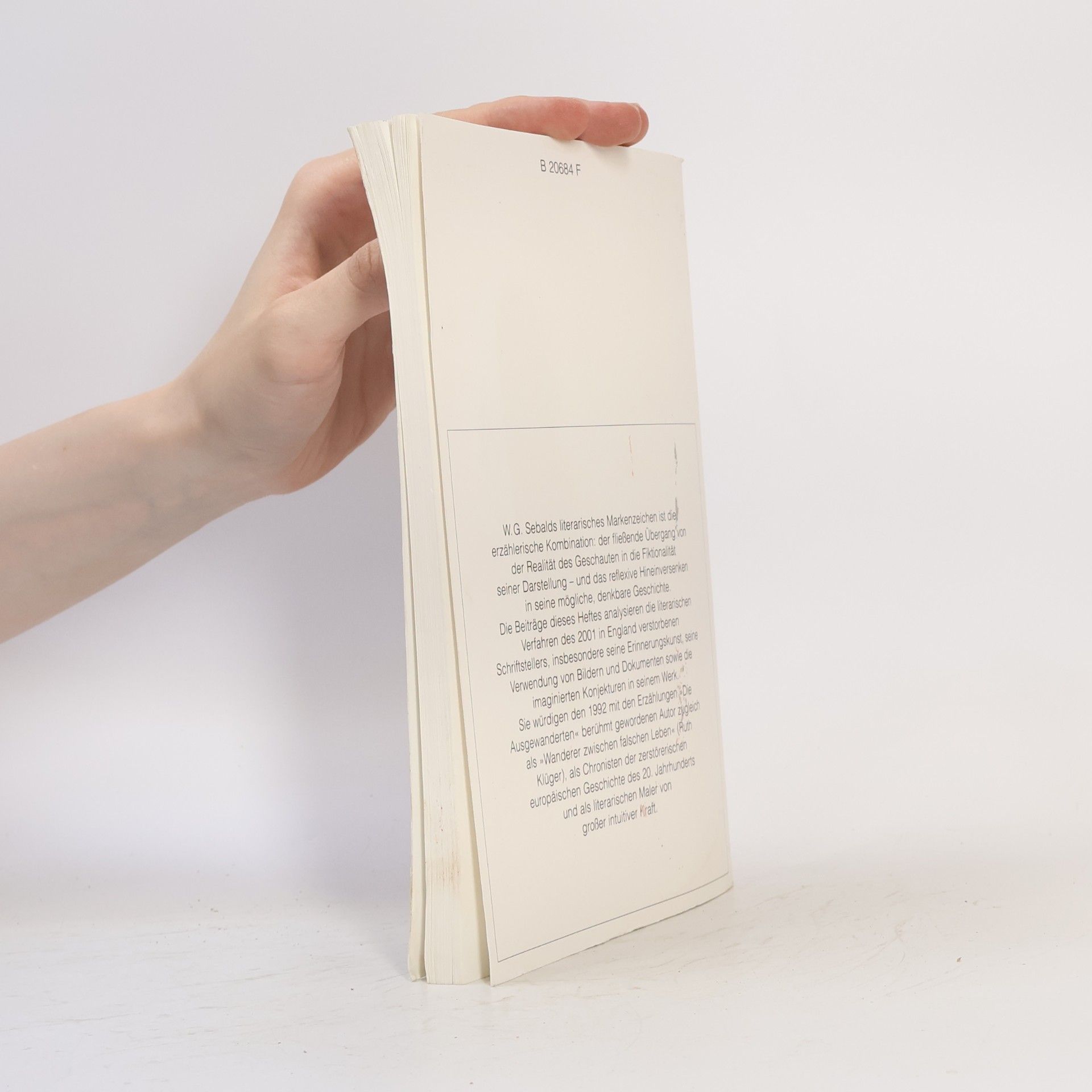 Heinz Ludwig Arnold W. G. Sebald. Text + Kritik