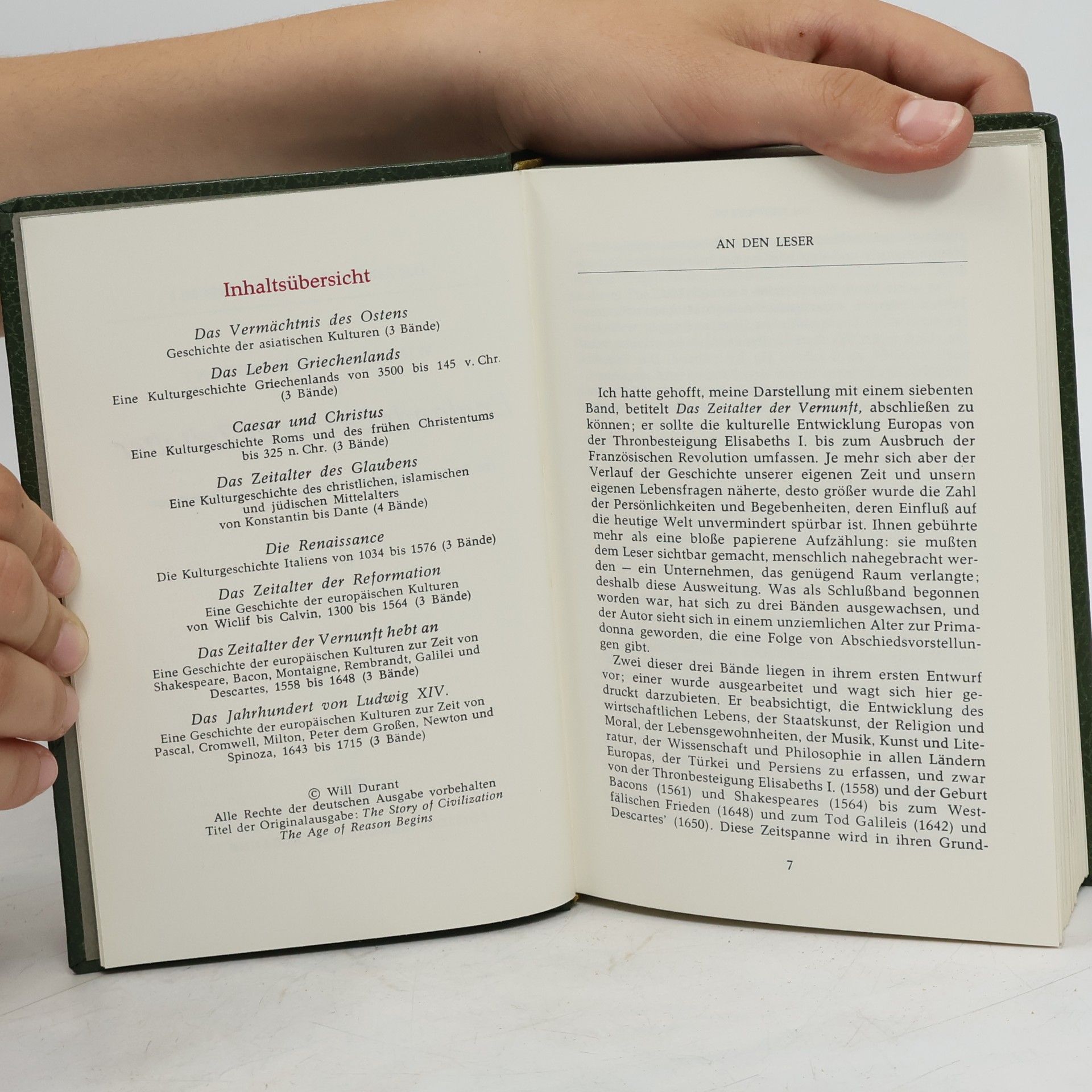 Will Durant Kultur Gesischichte der Menschheit 20. Das Zeitalter der Vernuft Hebt an