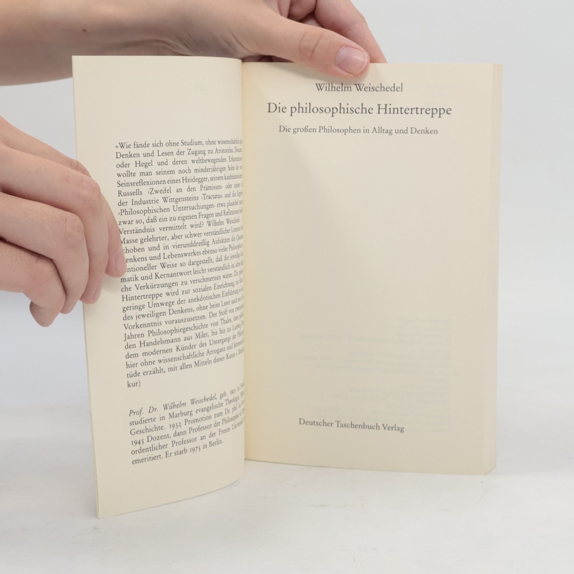 Weischedel Wilhelm Die philosophische Hintertreppe