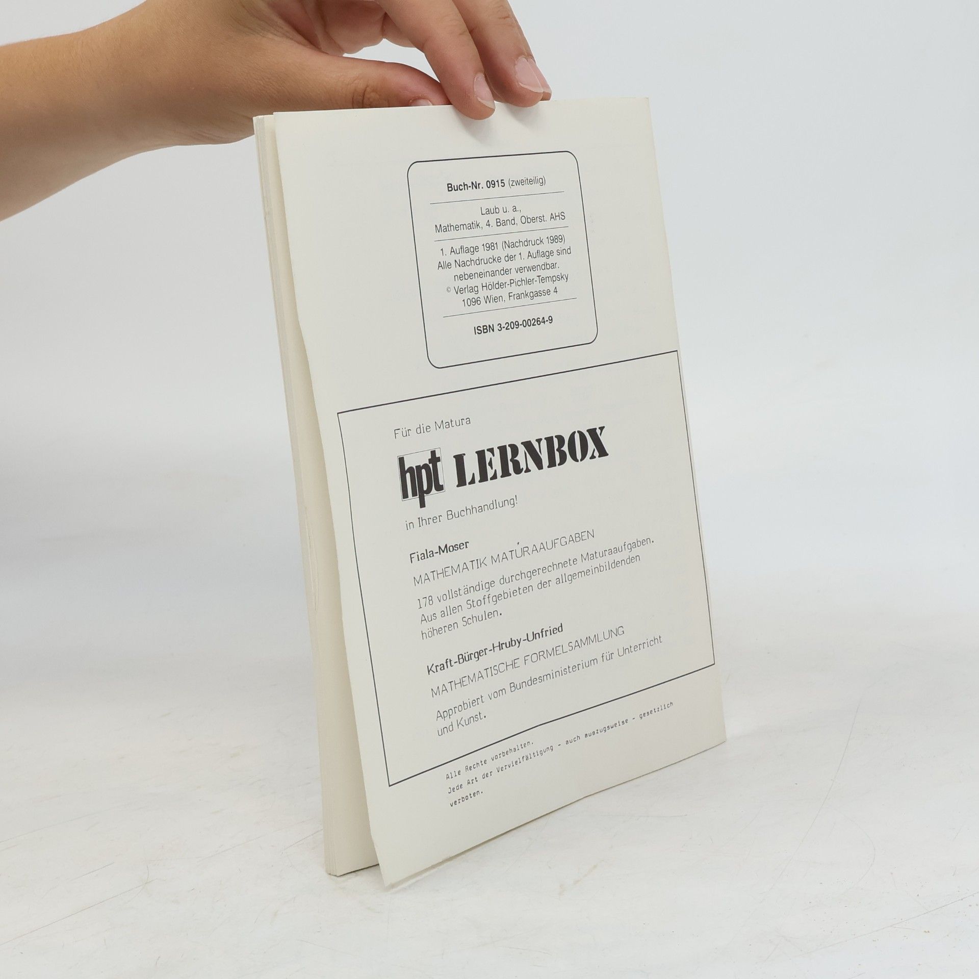 Various authors Lehrbuch der Mathematik für die Oberstufe der allgemeinbildenden höheren Schulen. Band 4